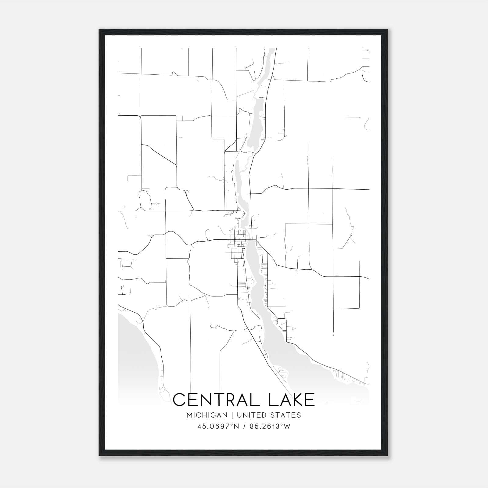 Central Lake Michigan Map Poster, Modern Home Decor Wall Art Print Central Lake Michigan Map Poster, Modern Home Decor Wall Art Print
