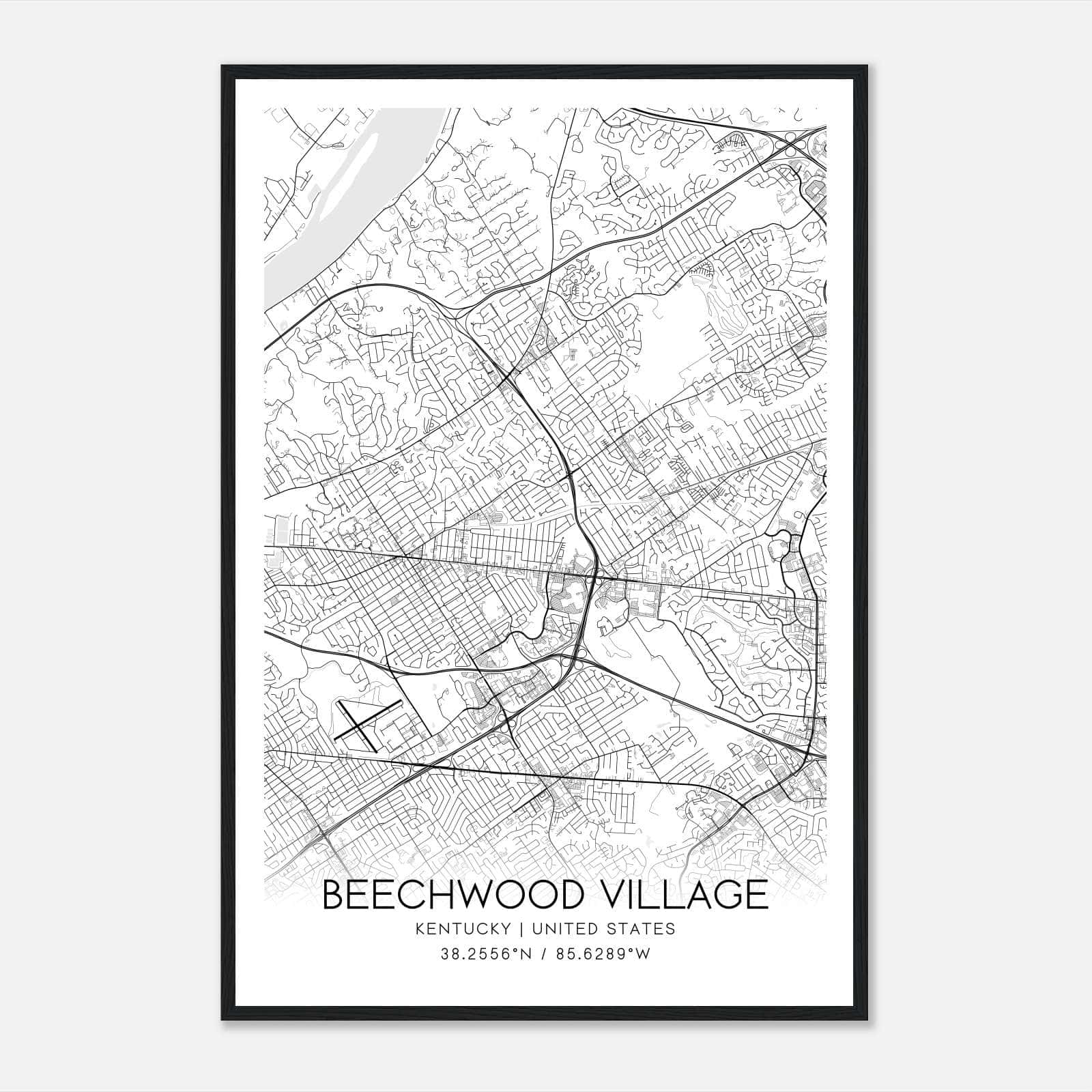 Beechwood Village Kentucky Map Poster, Modern Home Decor Wall Art Print Beechwood Village Kentucky Map Poster, Modern Home Decor Wall Art Print