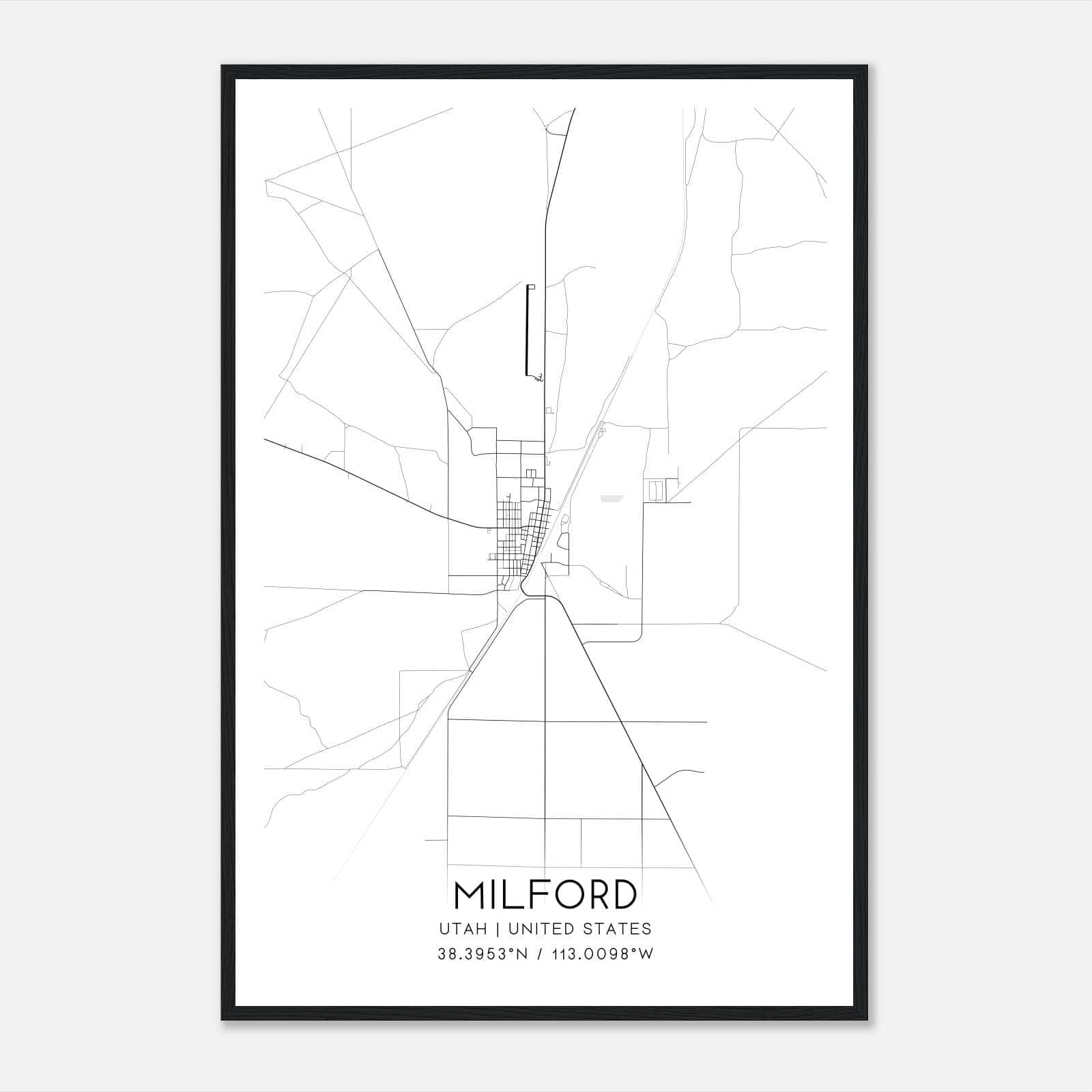 Milford Utah Map Poster, Modern Home Decor Wall Art Print Milford Utah Map Poster, Modern Home Decor Wall Art Print
