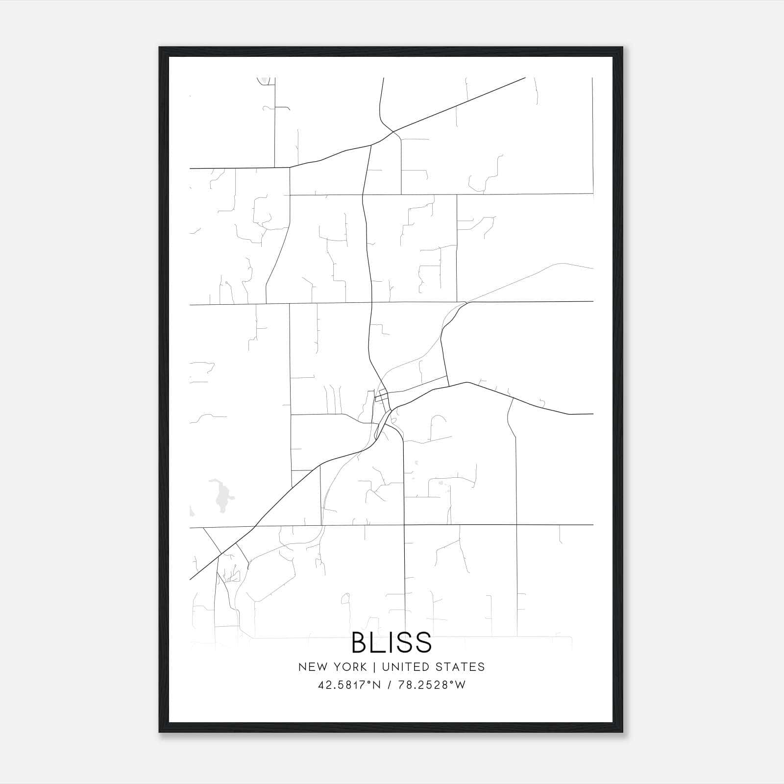 Bliss New York Map Poster, Modern Home Decor Wall Art Print Bliss New York Map Poster, Modern Home Decor Wall Art Print