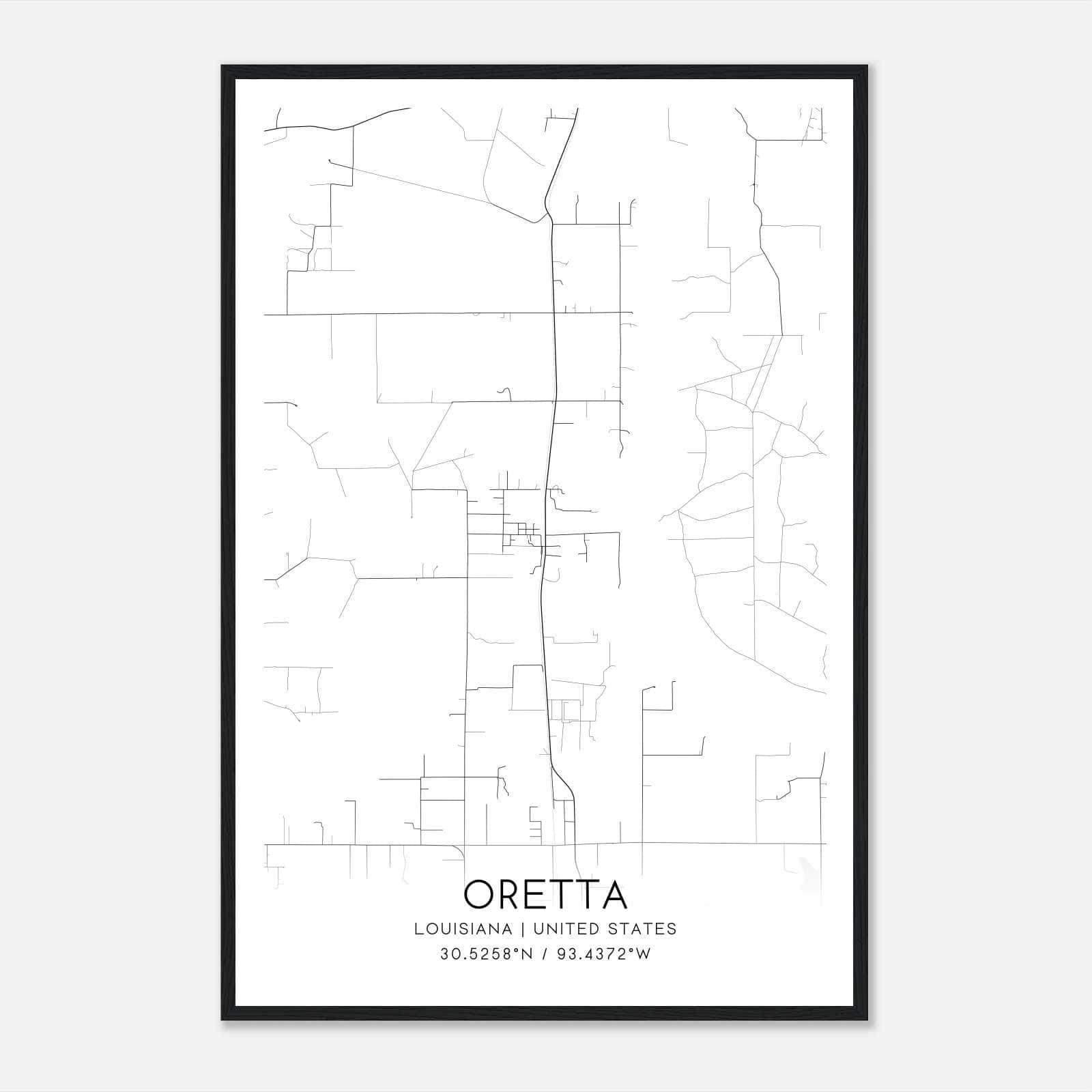 Oretta Louisiana Map Poster, Modern Home Decor Wall Art Print Oretta Louisiana Map Poster, Modern Home Decor Wall Art Print