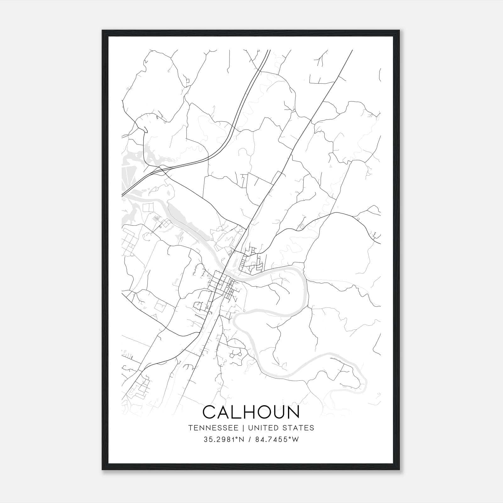 Calhoun Tennessee Map Poster, Modern Home Decor Wall Art Print Calhoun Tennessee Map Poster, Modern Home Decor Wall Art Print