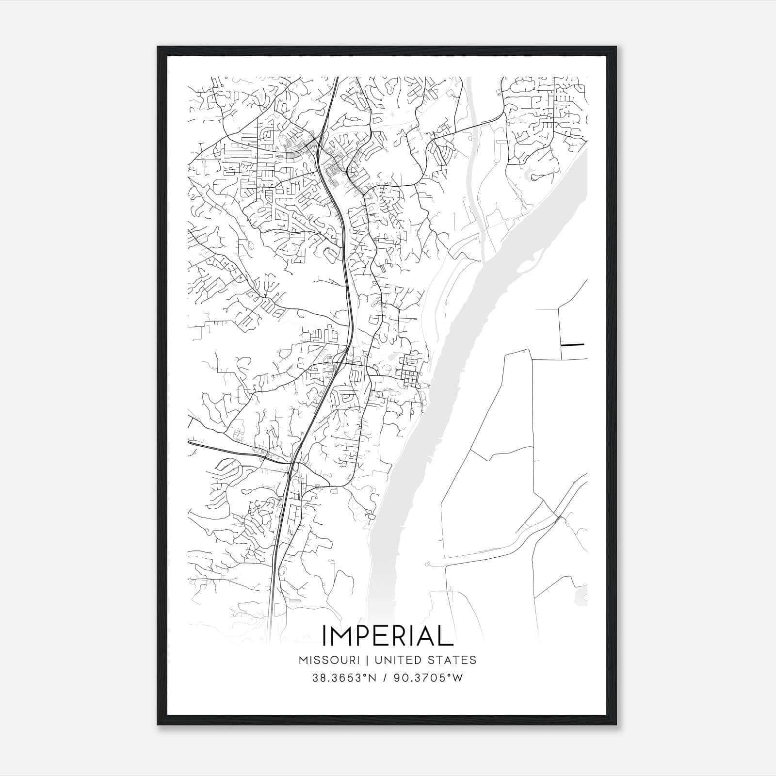 Imperial Missouri Map Poster, Modern Home Decor Wall Art Print Imperial Missouri Map Poster, Modern Home Decor Wall Art Print