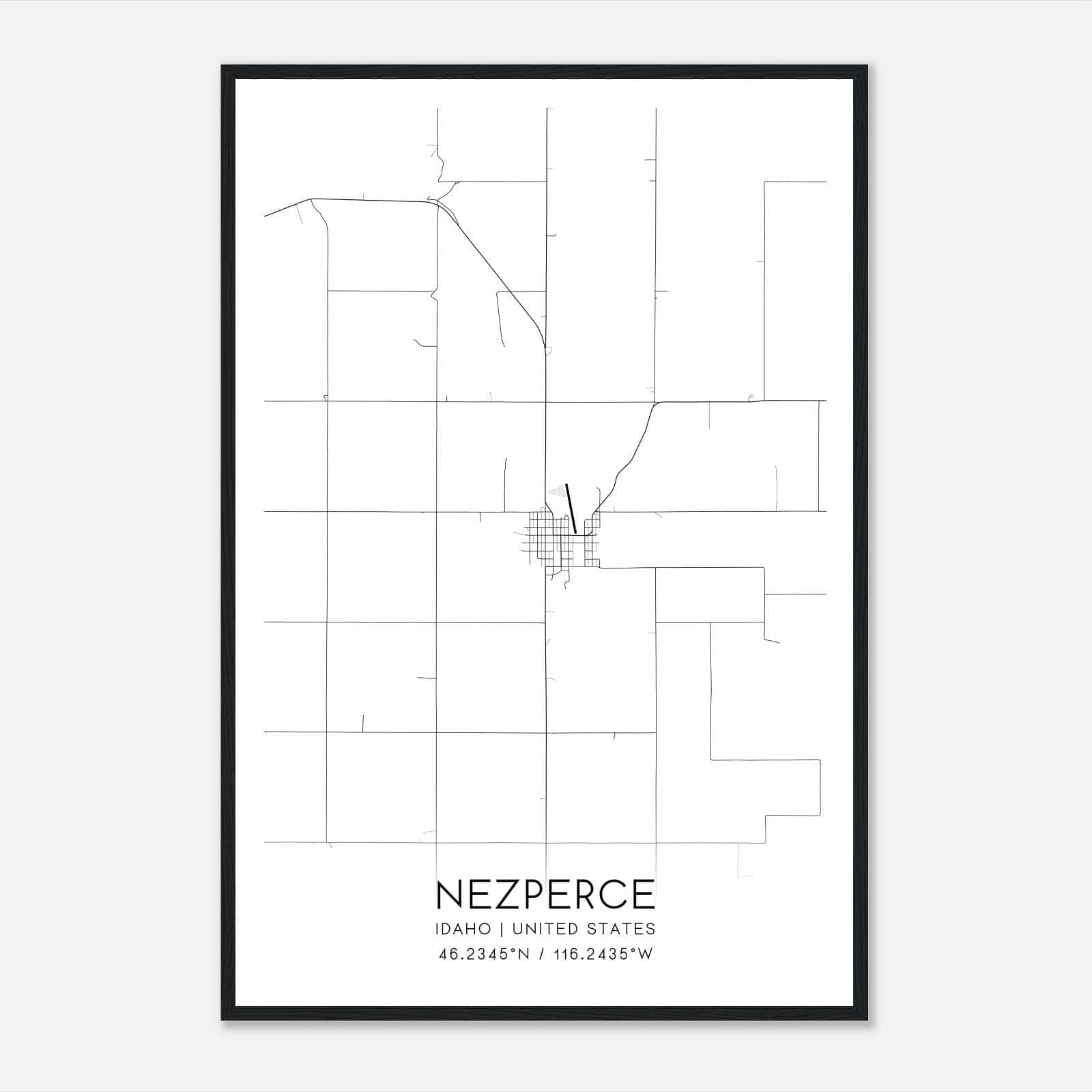 Nezperce Idaho Map Poster, Modern Home Decor Wall Art Print Nezperce Idaho Map Poster, Modern Home Decor Wall Art Print