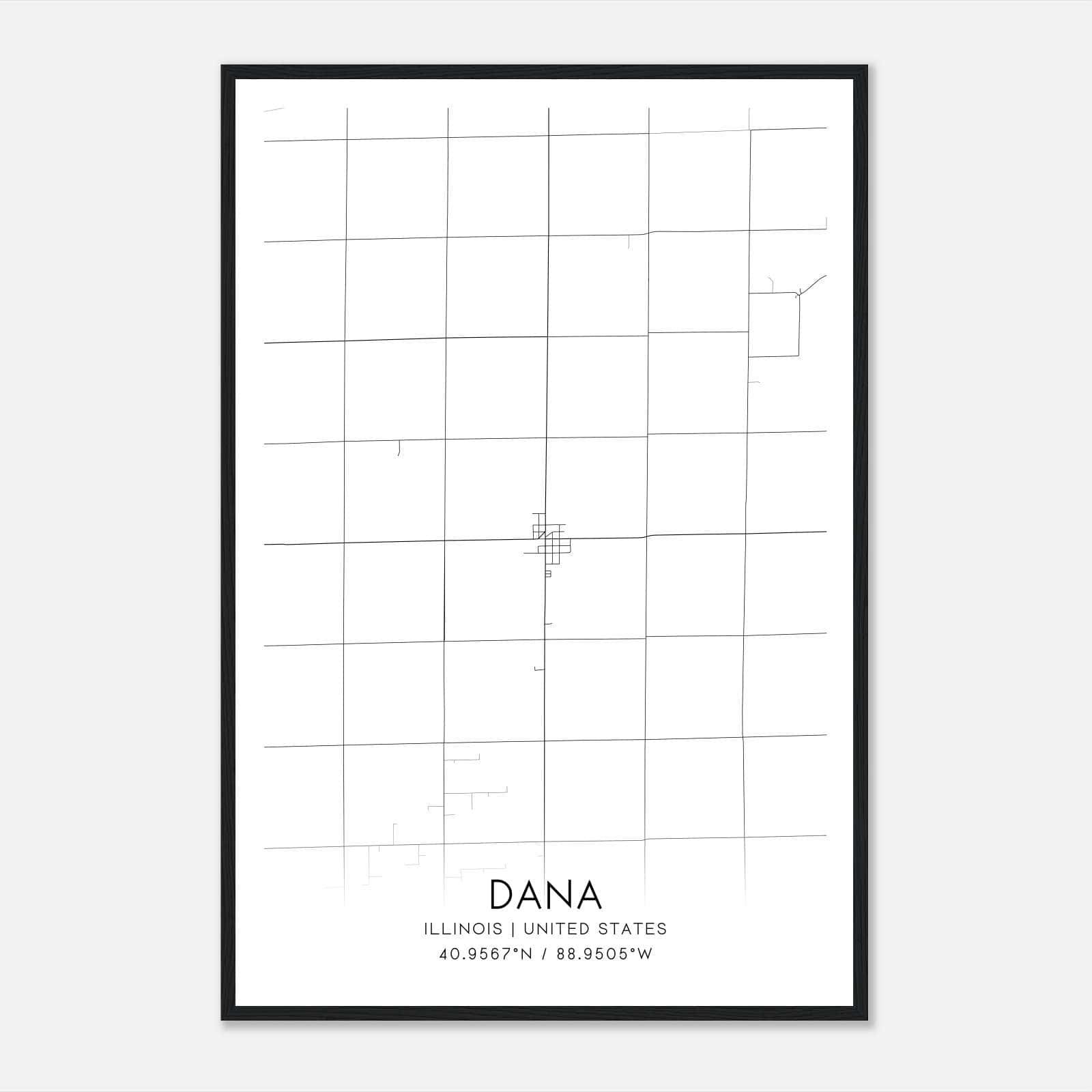 Dana Illinois Map Poster, Modern Home Decor Wall Art Print Dana Illinois Map Poster, Modern Home Decor Wall Art Print