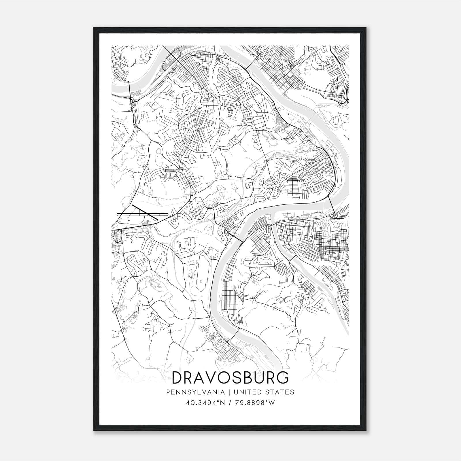 Dravosburg Pennsylvania Map Poster, Modern Home Decor Wall Art Print Dravosburg Pennsylvania Map Poster, Modern Home Decor Wall Art Print