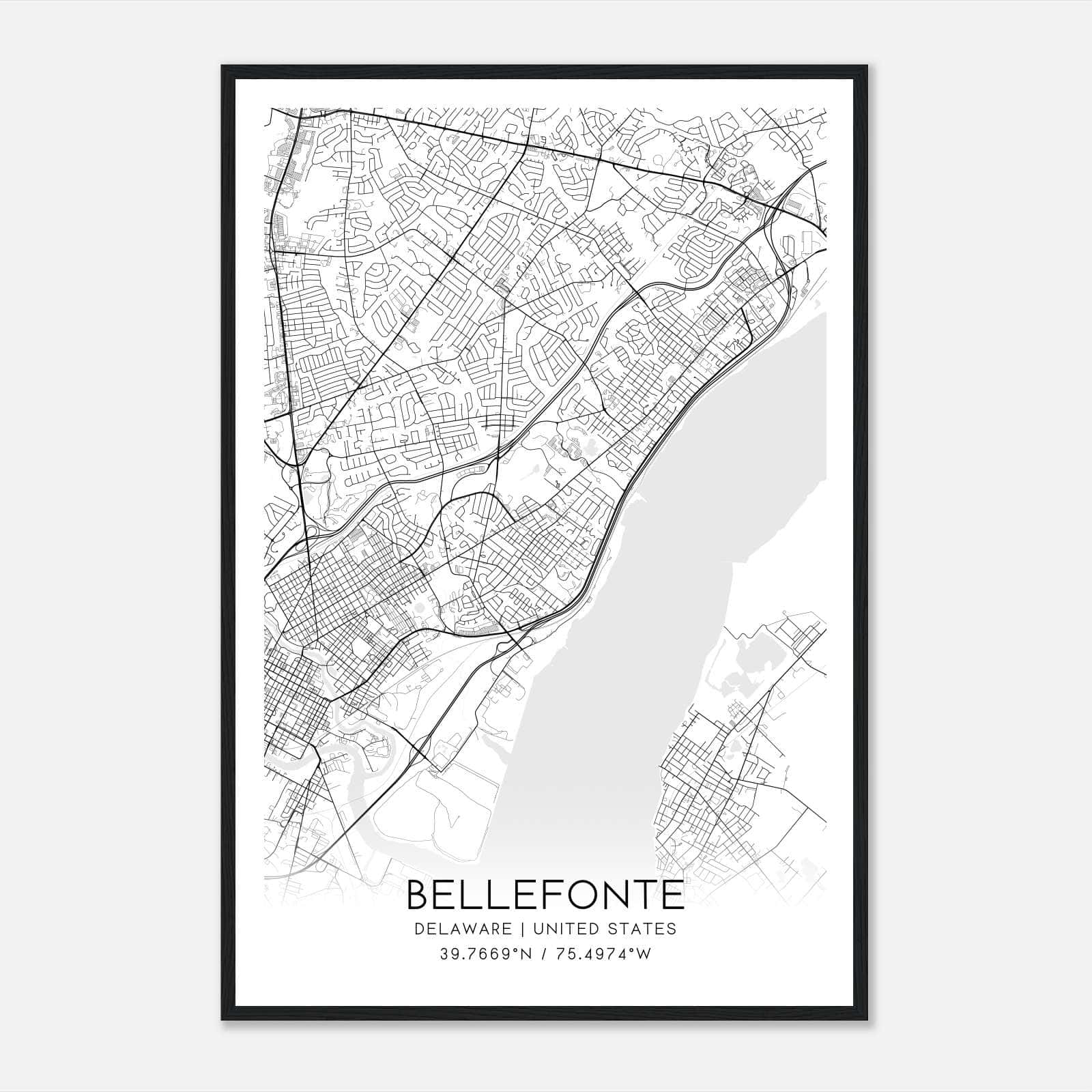 Bellefonte Delaware Map Poster, Modern Home Decor Wall Art Print Bellefonte Delaware Map Poster, Modern Home Decor Wall Art Print