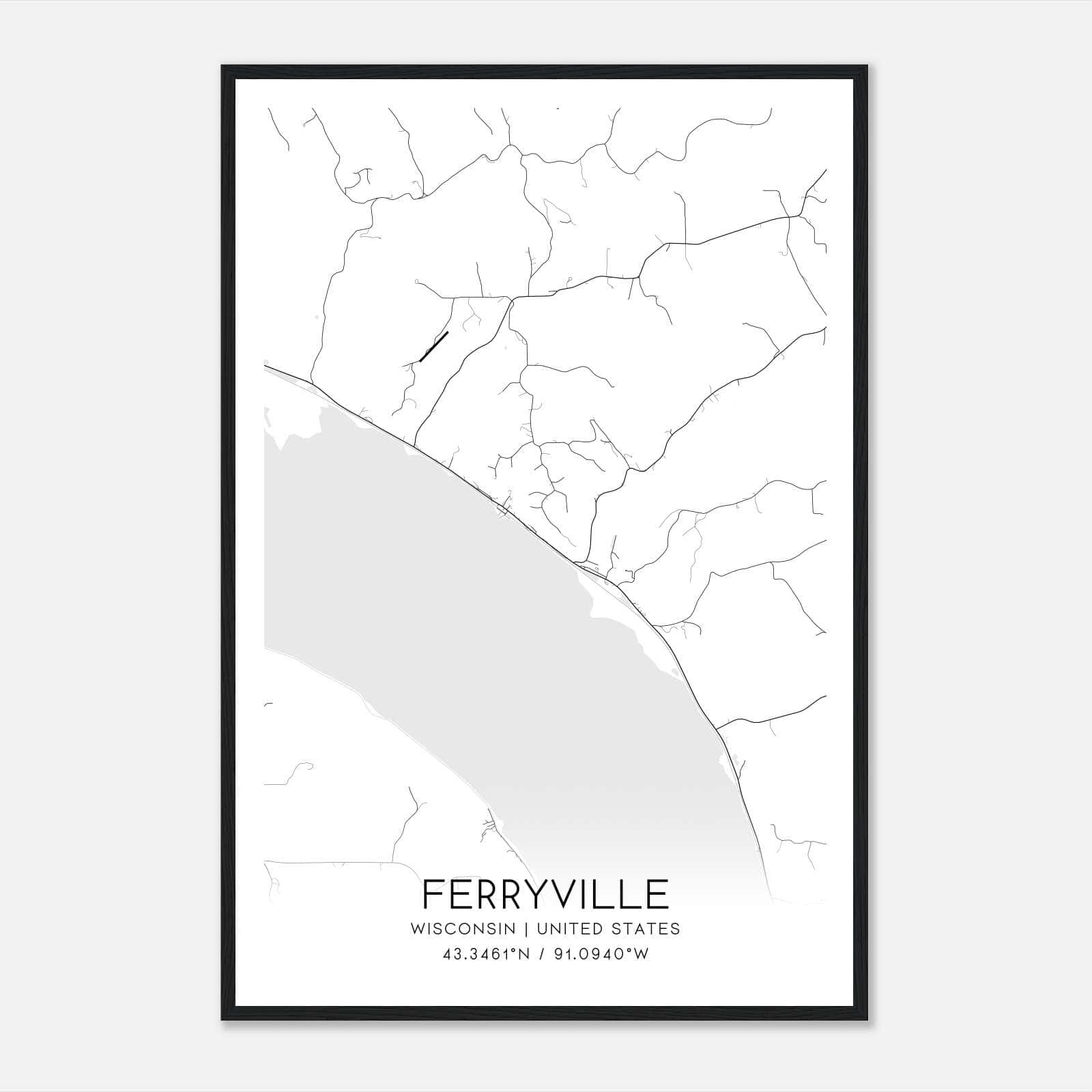 Ferryville Wisconsin Map Poster, Modern Home Decor Wall Art Print Ferryville Wisconsin Map Poster, Modern Home Decor Wall Art Print