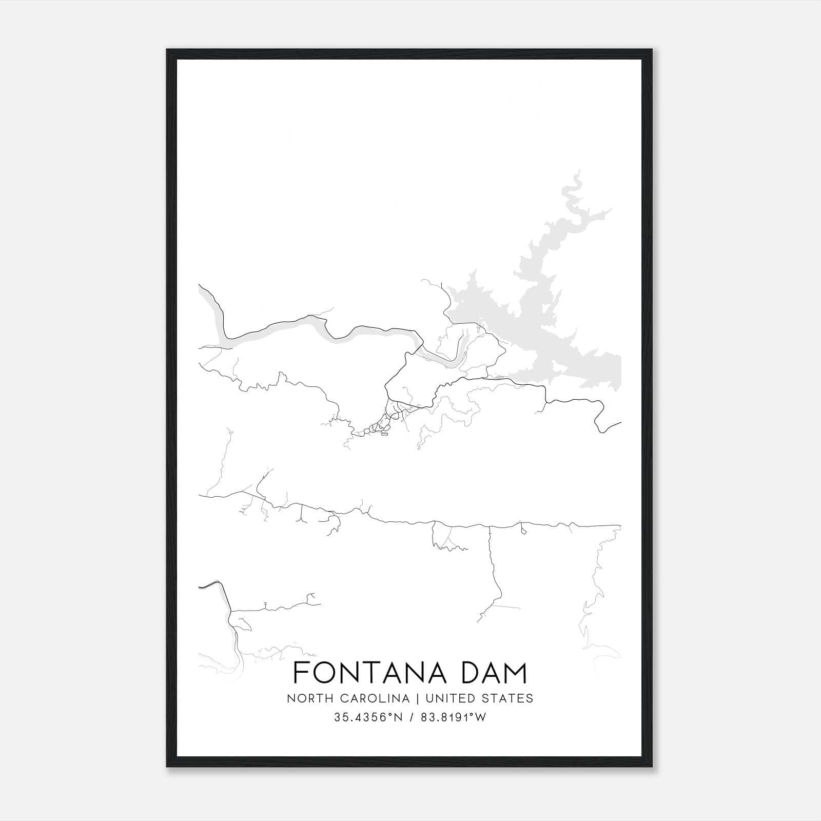 Fontana Dam North Carolina Map Poster, Modern Home Decor Wall Art Print Fontana Dam North Carolina Map Poster, Modern Home Decor Wall Art Print