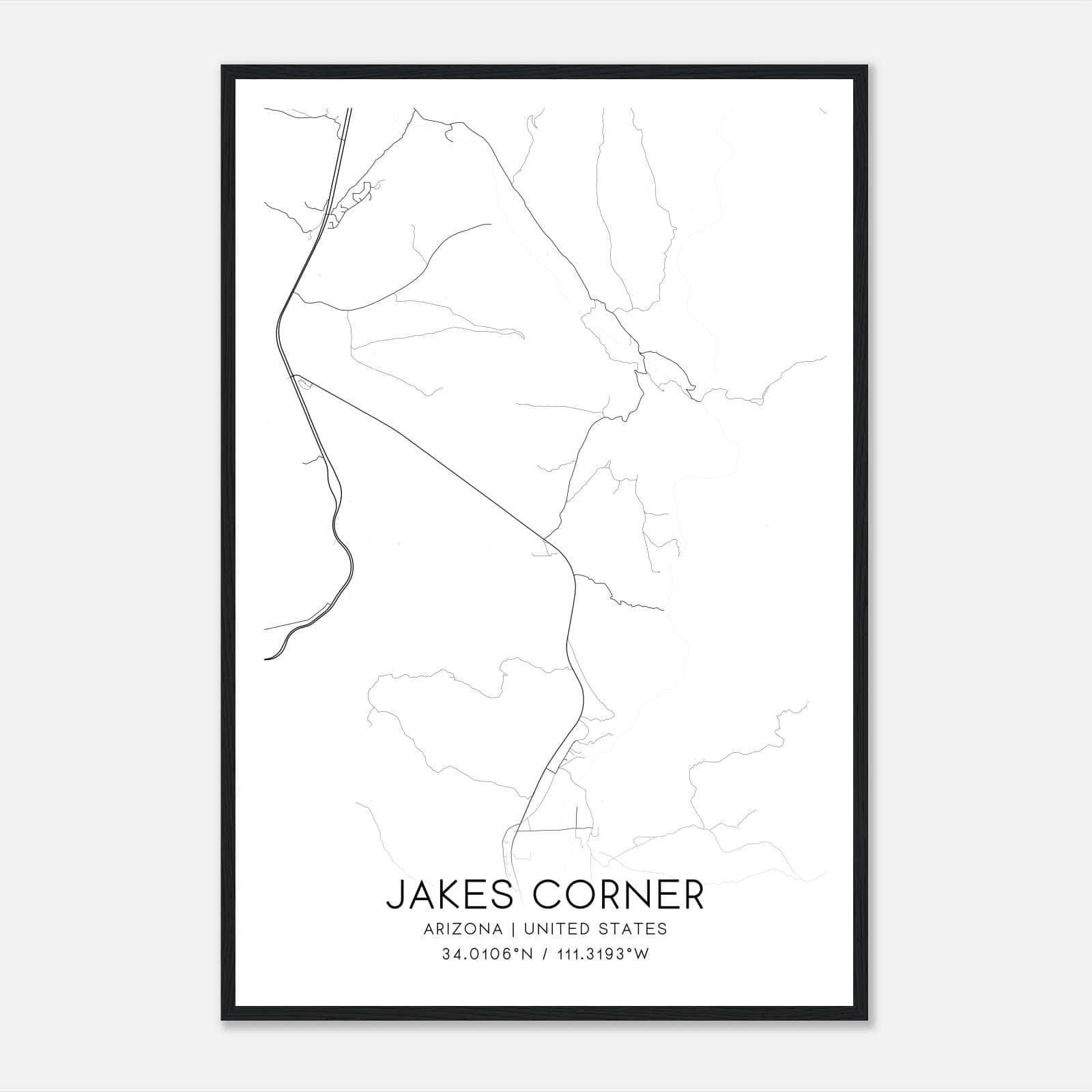 Jakes Corner Arizona Map Poster, Modern Home Decor Wall Art Print Jakes Corner Arizona Map Poster, Modern Home Decor Wall Art Print
