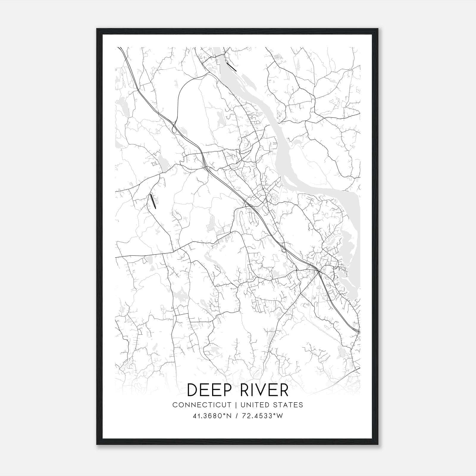 Deep River Connecticut Map Poster, Modern Home Decor Wall Art Print Deep River Connecticut Map Poster, Modern Home Decor Wall Art Print
