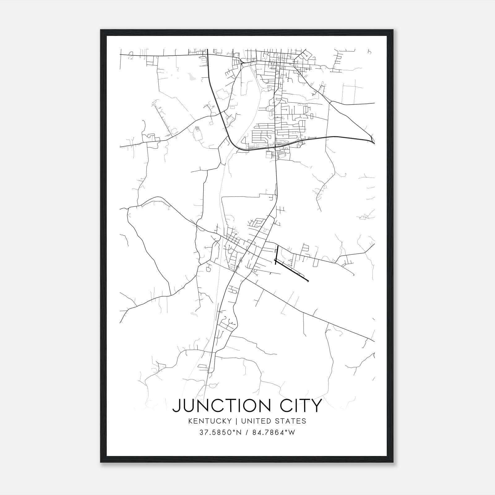 Junction City Kentucky Map Poster, Modern Home Decor Wall Art Print Junction City Kentucky Map Poster, Modern Home Decor Wall Art Print