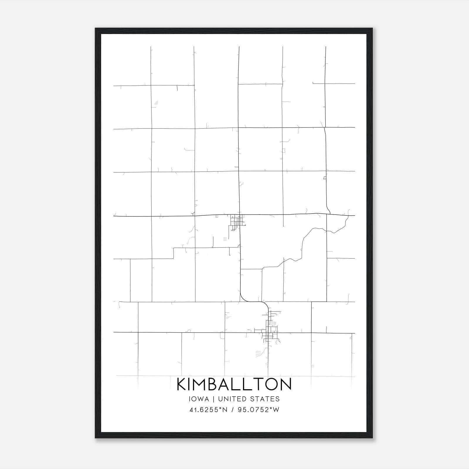 Kimballton Iowa Map Poster, Modern Home Decor Wall Art Print Kimballton Iowa Map Poster, Modern Home Decor Wall Art Print