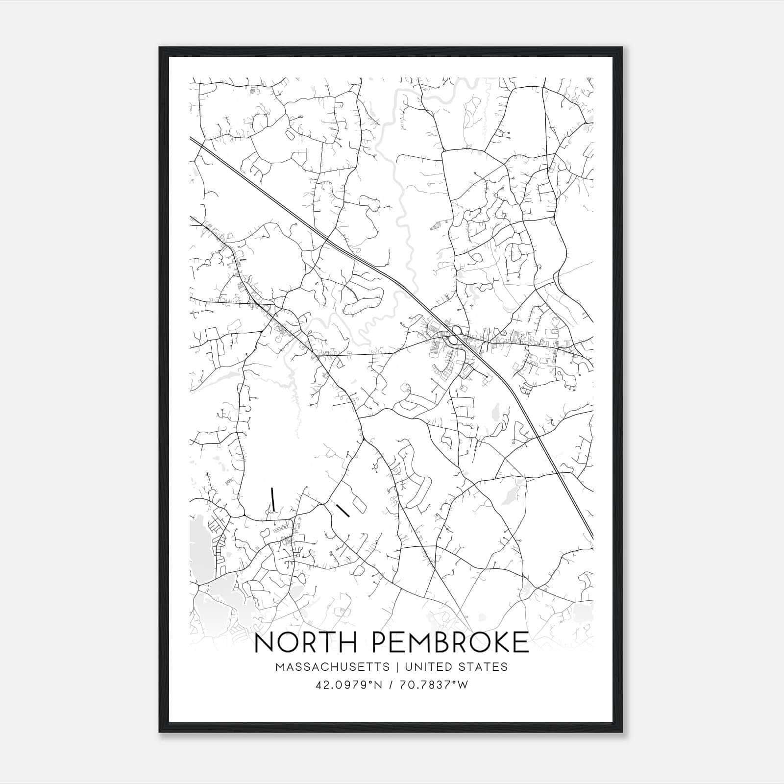 North Pembroke Massachusetts Map Poster, Modern Home Decor Wall Art Print North Pembroke Massachusetts Map Poster, Modern Home Decor Wall Art Print