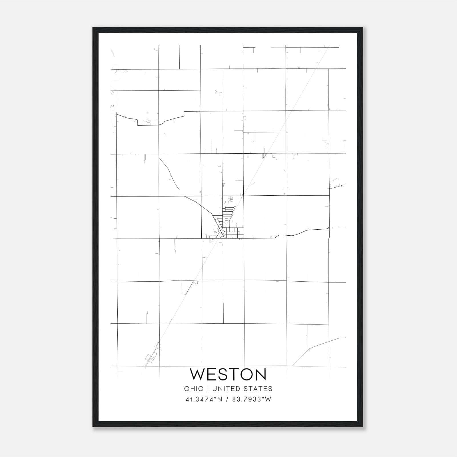 Weston Ohio Map Poster, Modern Home Decor Wall Art Print Weston Ohio Map Poster, Modern Home Decor Wall Art Print