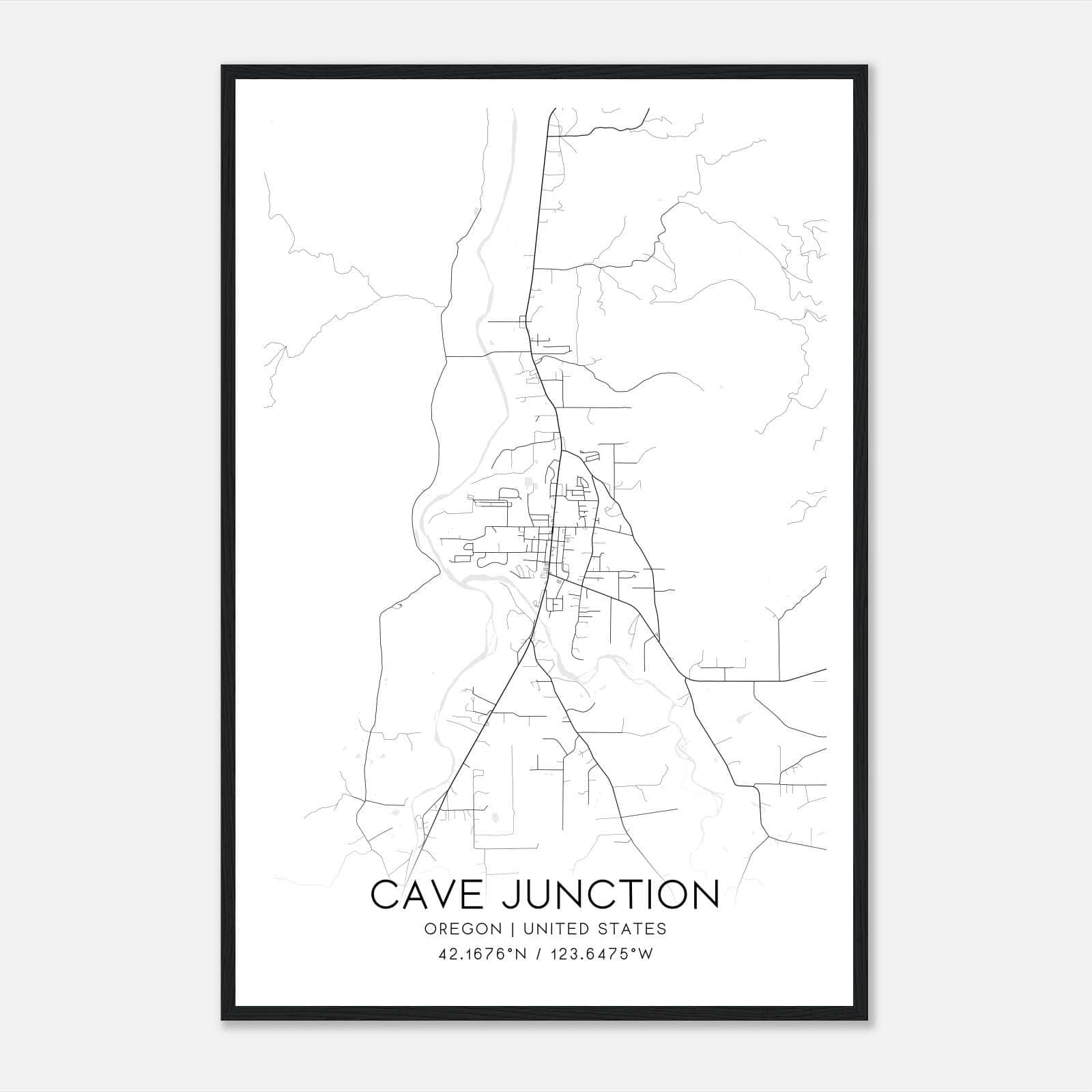 Cave Junction Oregon Map Poster, Modern Home Decor Wall Art Print Cave Junction Oregon Map Poster, Modern Home Decor Wall Art Print