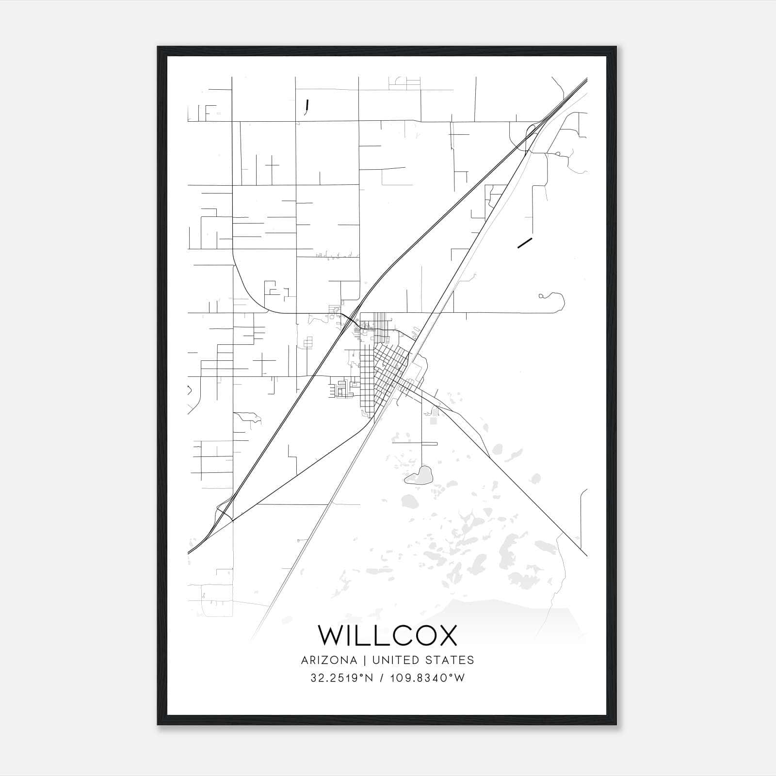Willcox Arizona Map Poster, Modern Home Decor Wall Art Print Willcox Arizona Map Poster, Modern Home Decor Wall Art Print