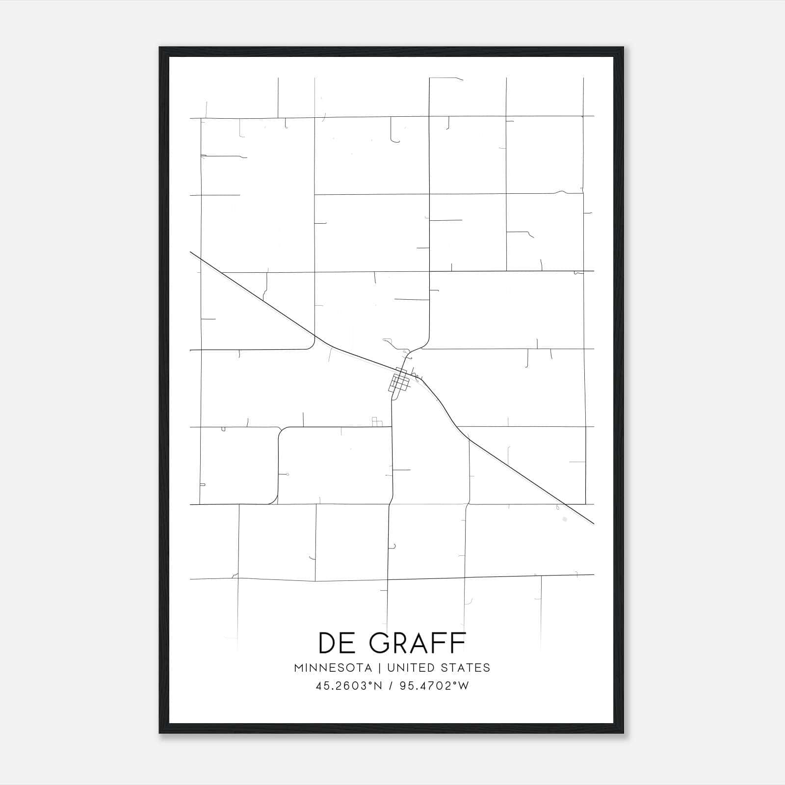 De Graff Minnesota Map Poster, Modern Home Decor Wall Art Print De Graff Minnesota Map Poster, Modern Home Decor Wall Art Print