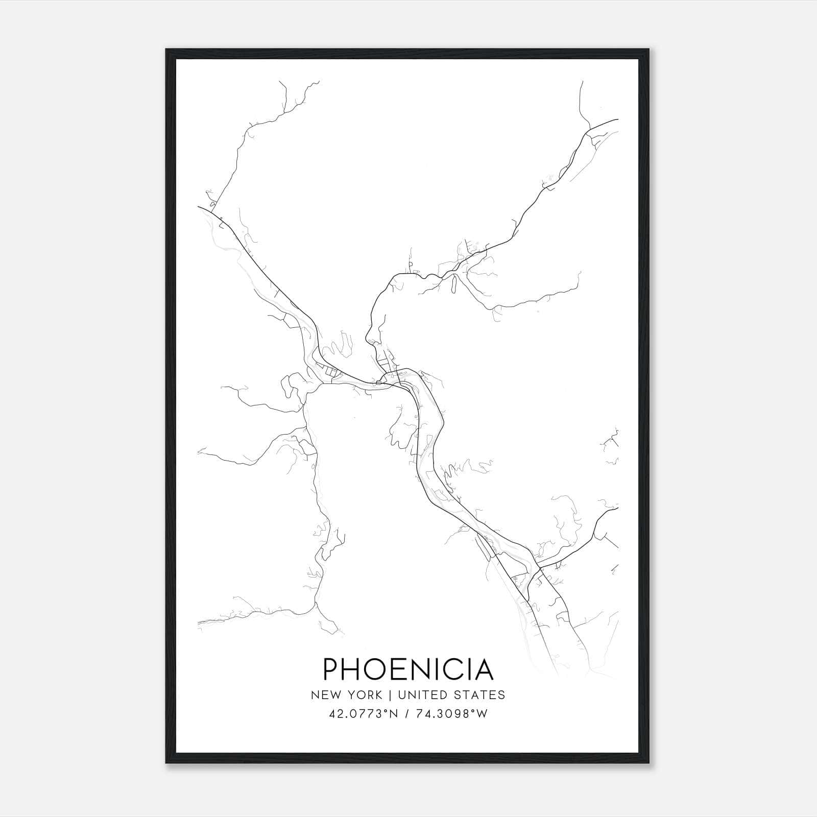 Phoenicia New York Map Poster, Modern Home Decor Wall Art Print Phoenicia New York Map Poster, Modern Home Decor Wall Art Print