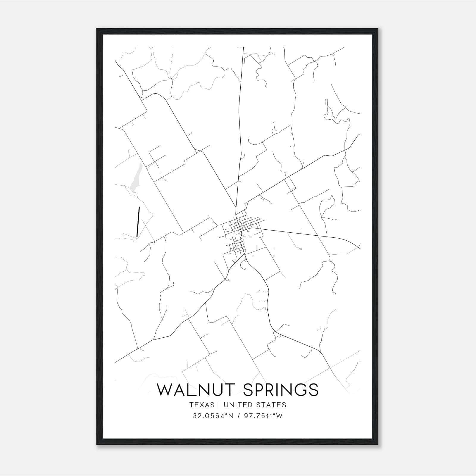 Walnut Springs Texas Map Poster, Modern Home Decor Wall Art Print Walnut Springs Texas Map Poster, Modern Home Decor Wall Art Print