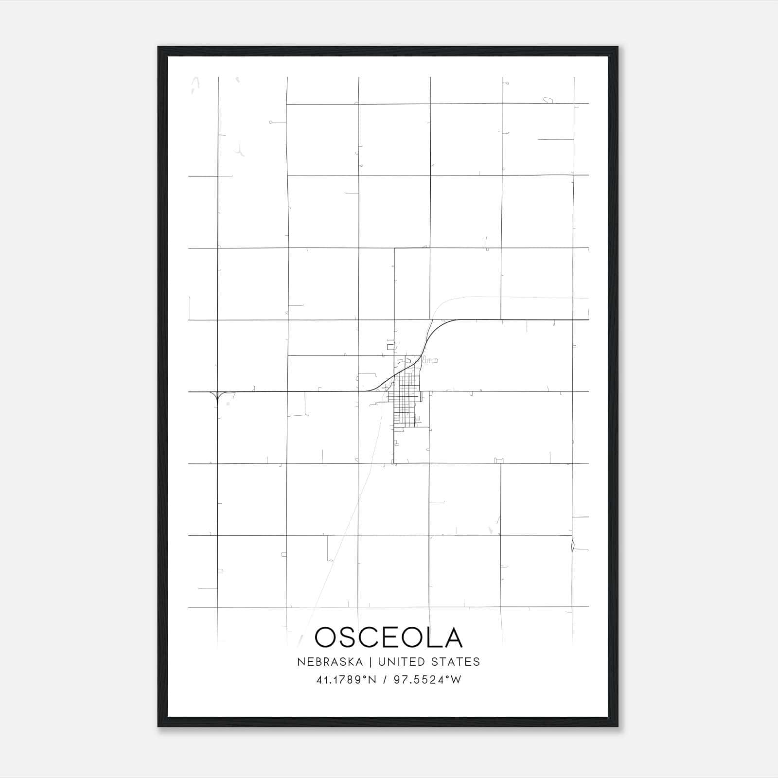 Osceola Nebraska Map Poster, Modern Home Decor Wall Art Print Osceola Nebraska Map Poster, Modern Home Decor Wall Art Print