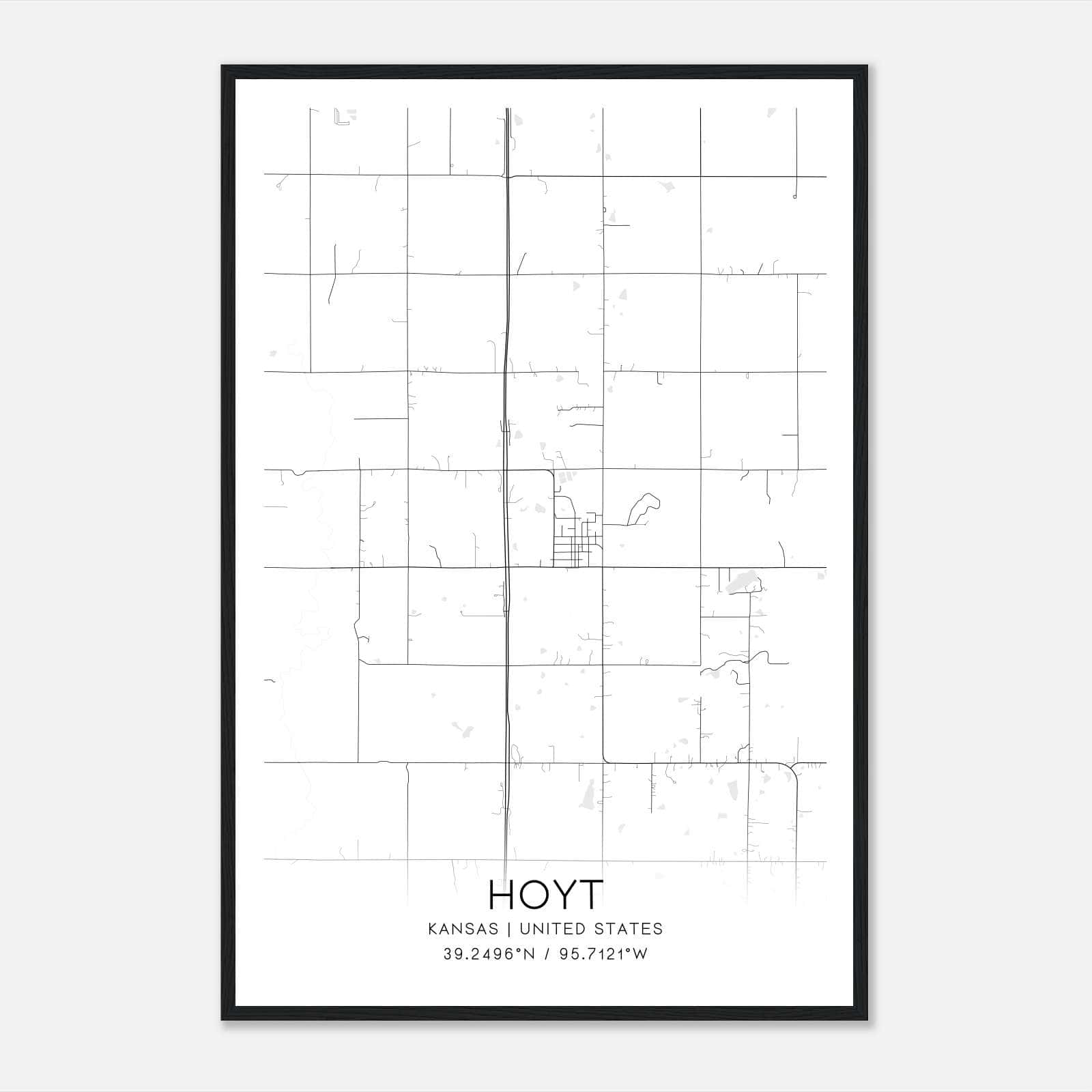 Hoyt Kansas Map Poster, Modern Home Decor Wall Art Print Hoyt Kansas Map Poster, Modern Home Decor Wall Art Print