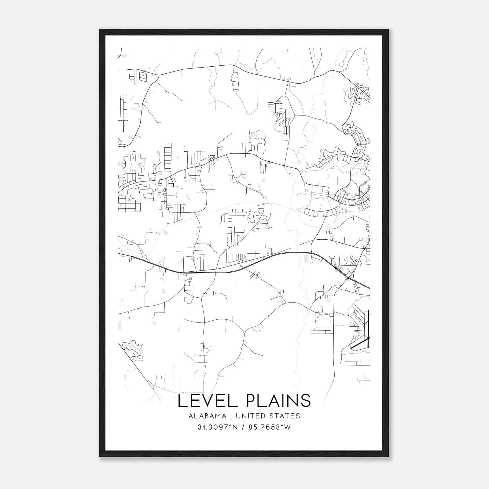 Level Plains Alabama Map Poster, Modern Home Decor Wall Art Print Level Plains Alabama Map Poster, Modern Home Decor Wall Art Print