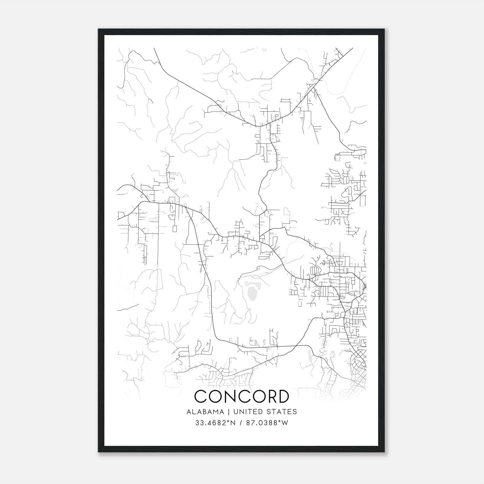 Concord Alabama Map Poster, Modern Home Decor Wall Art Print Concord Alabama Map Poster, Modern Home Decor Wall Art Print