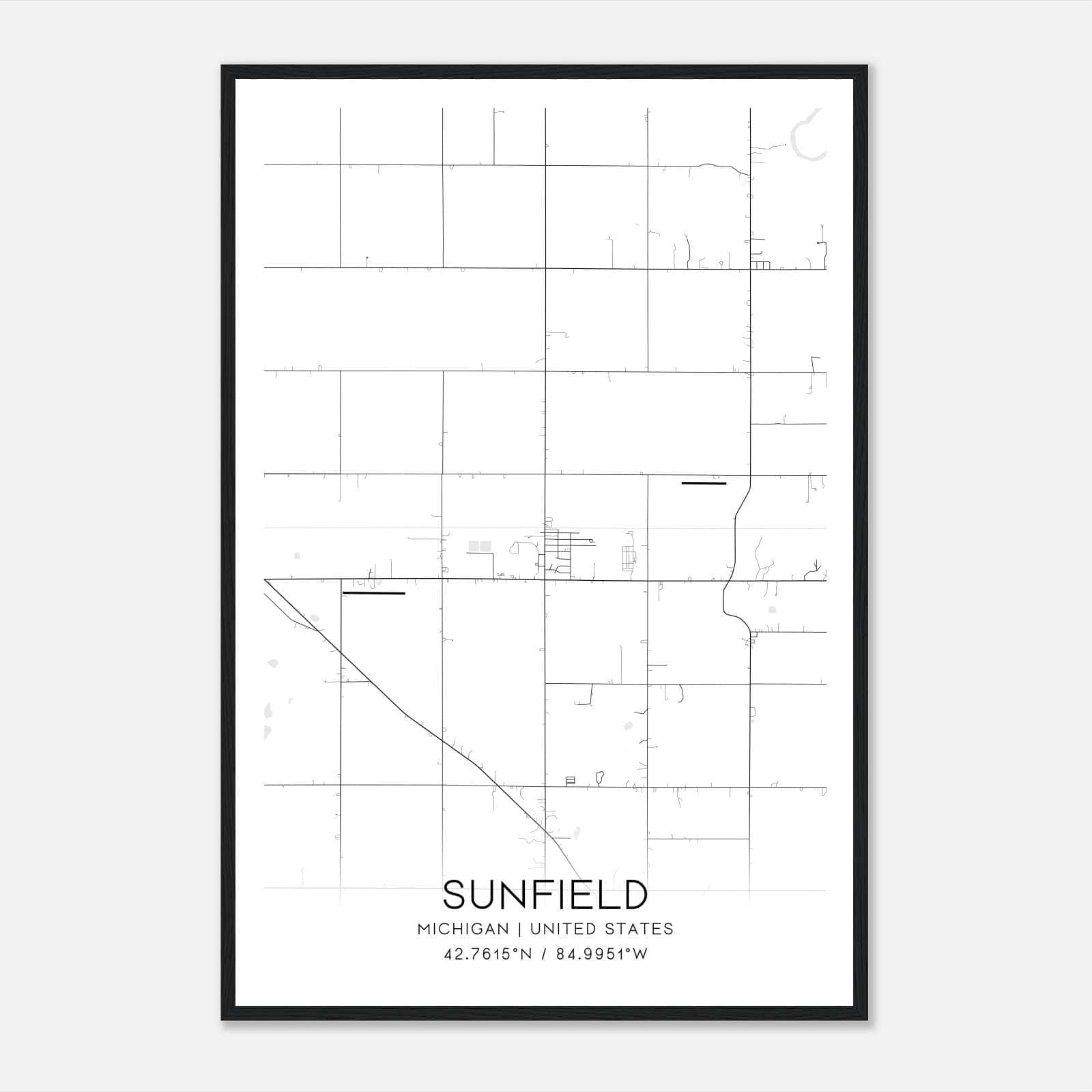 Sunfield Michigan Map Poster, Modern Home Decor Wall Art Print Sunfield Michigan Map Poster, Modern Home Decor Wall Art Print