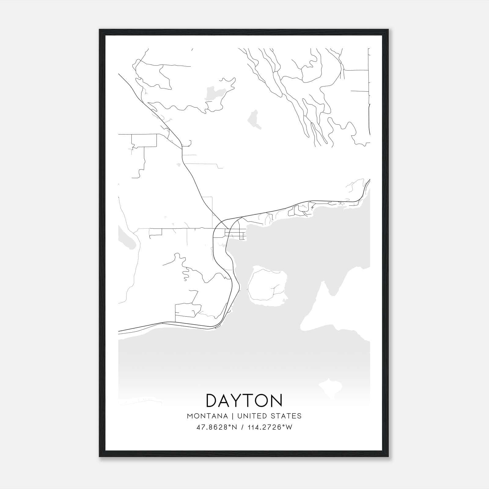 Dayton Montana Map Poster, Modern Home Decor Wall Art Print Dayton Montana Map Poster, Modern Home Decor Wall Art Print