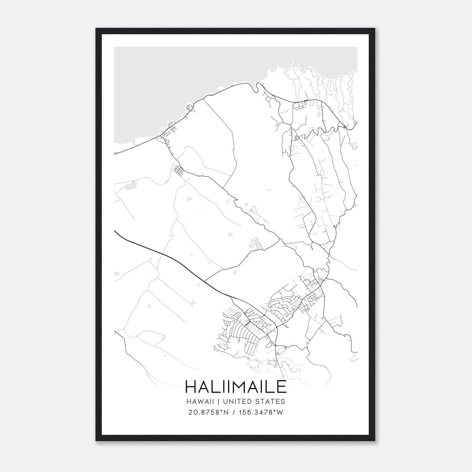 Haliimaile Hawaii Map Poster, Modern Home Decor Wall Art Print Haliimaile Hawaii Map Poster, Modern Home Decor Wall Art Print