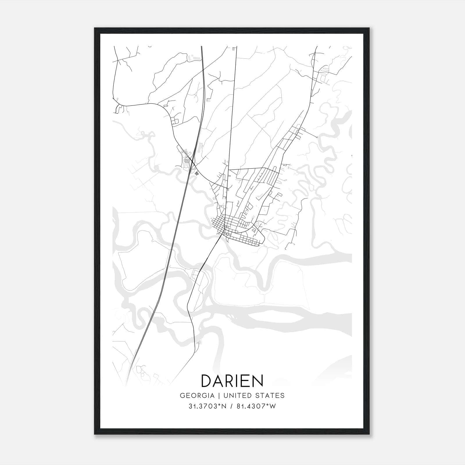 Darien Georgia Map Poster, Modern Home Decor Wall Art Print Darien Georgia Map Poster, Modern Home Decor Wall Art Print