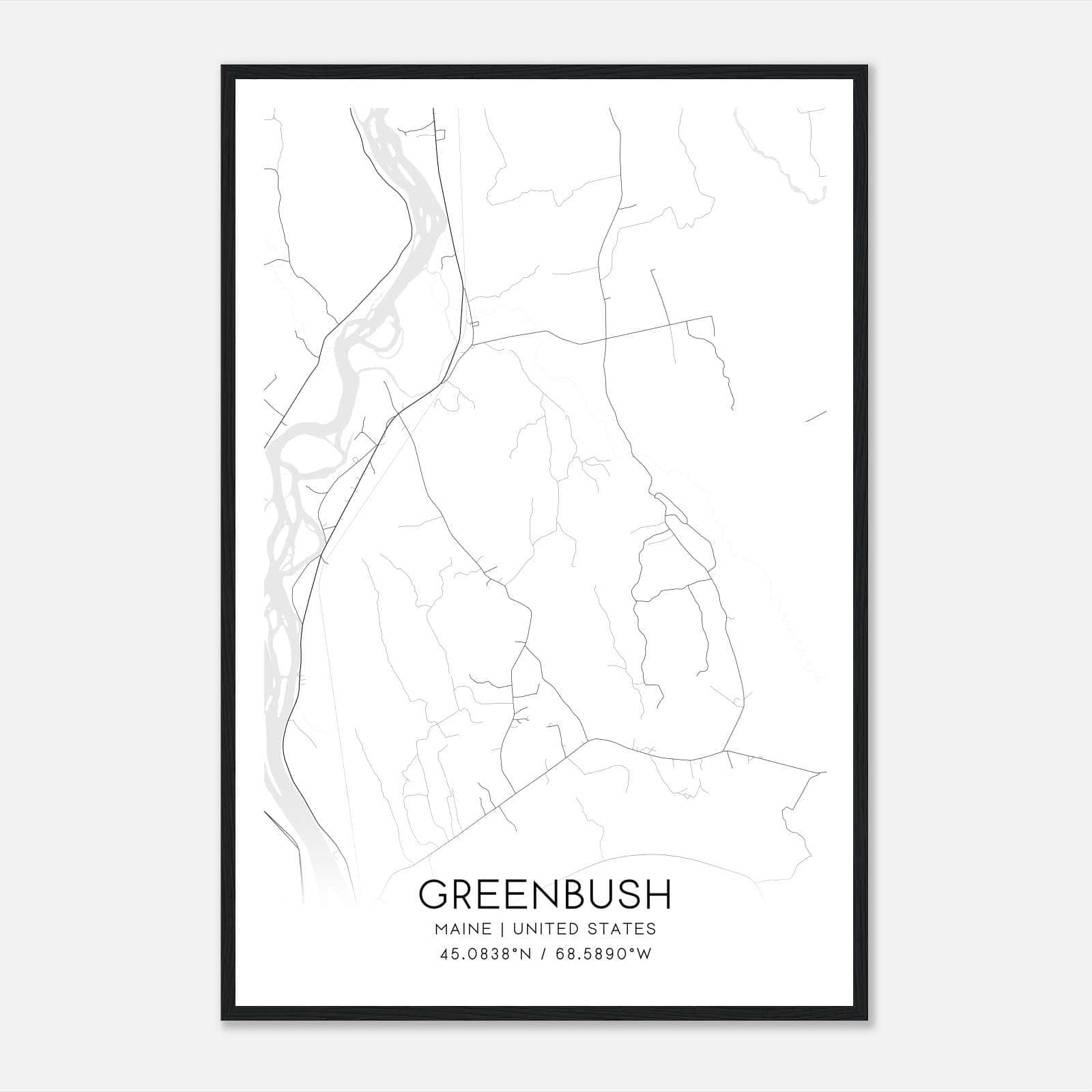 Greenbush Maine Map Poster, Modern Home Decor Wall Art Print Greenbush Maine Map Poster, Modern Home Decor Wall Art Print