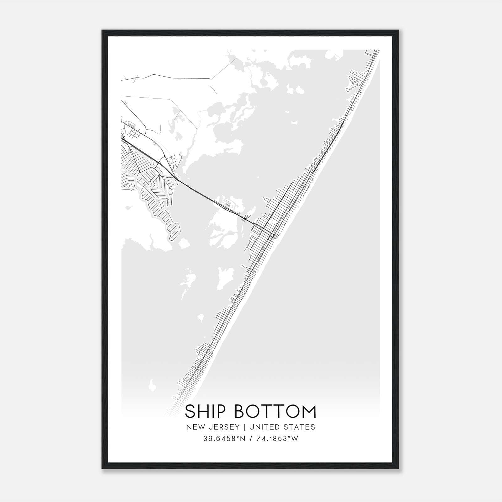 Ship Bottom New Jersey Map Poster, Modern Home Decor Wall Art Print Ship Bottom New Jersey Map Poster, Modern Home Decor Wall Art Print