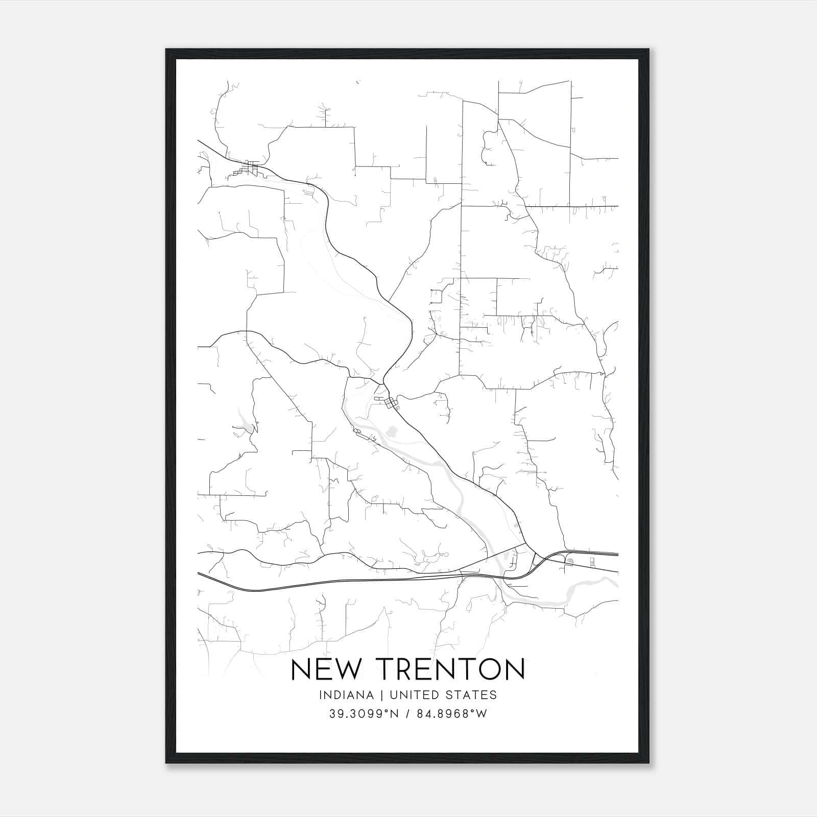 New Trenton Indiana Map Poster, Modern Home Decor Wall Art Print New Trenton Indiana Map Poster, Modern Home Decor Wall Art Print