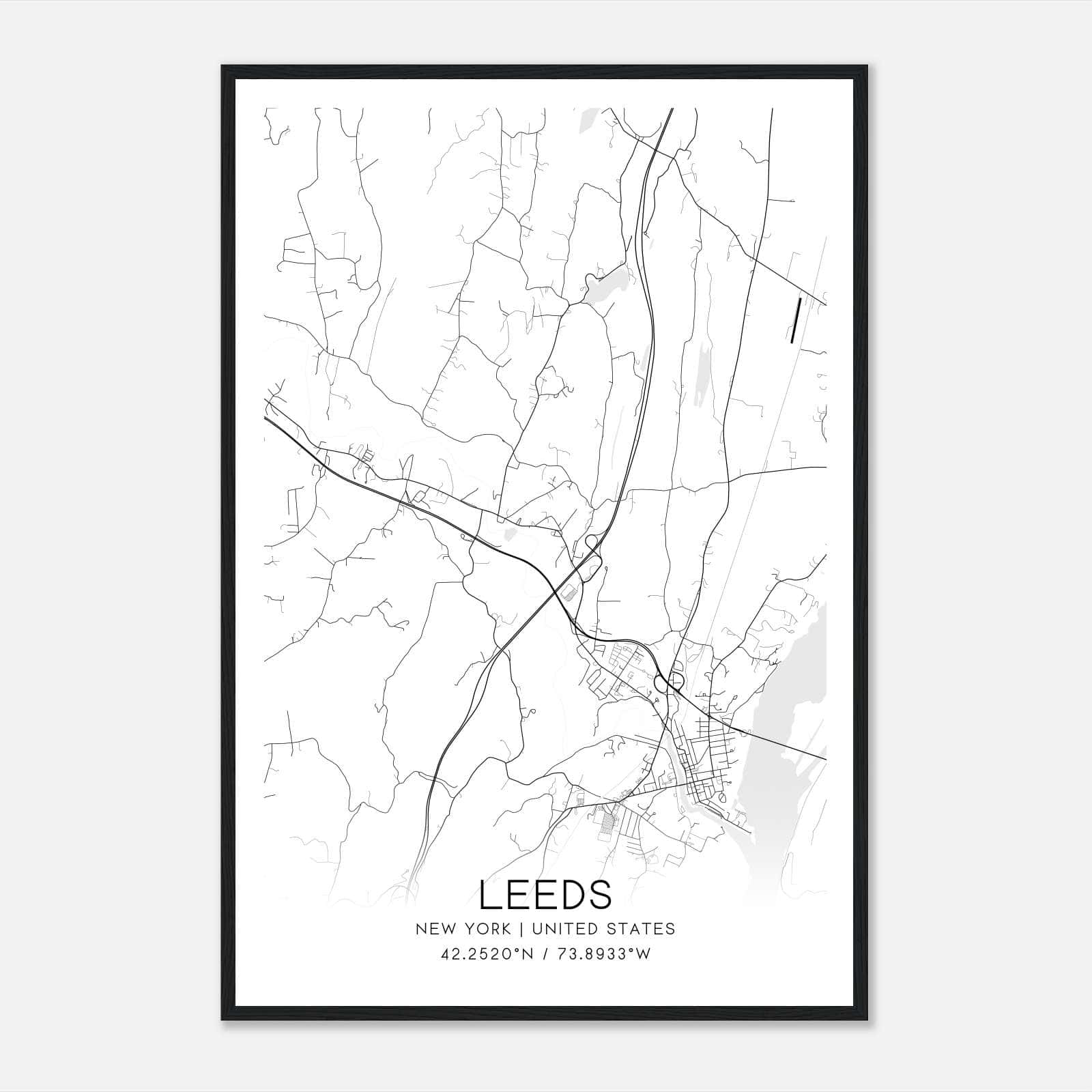 Leeds New York Map Poster, Modern Home Decor Wall Art Print Leeds New York Map Poster, Modern Home Decor Wall Art Print