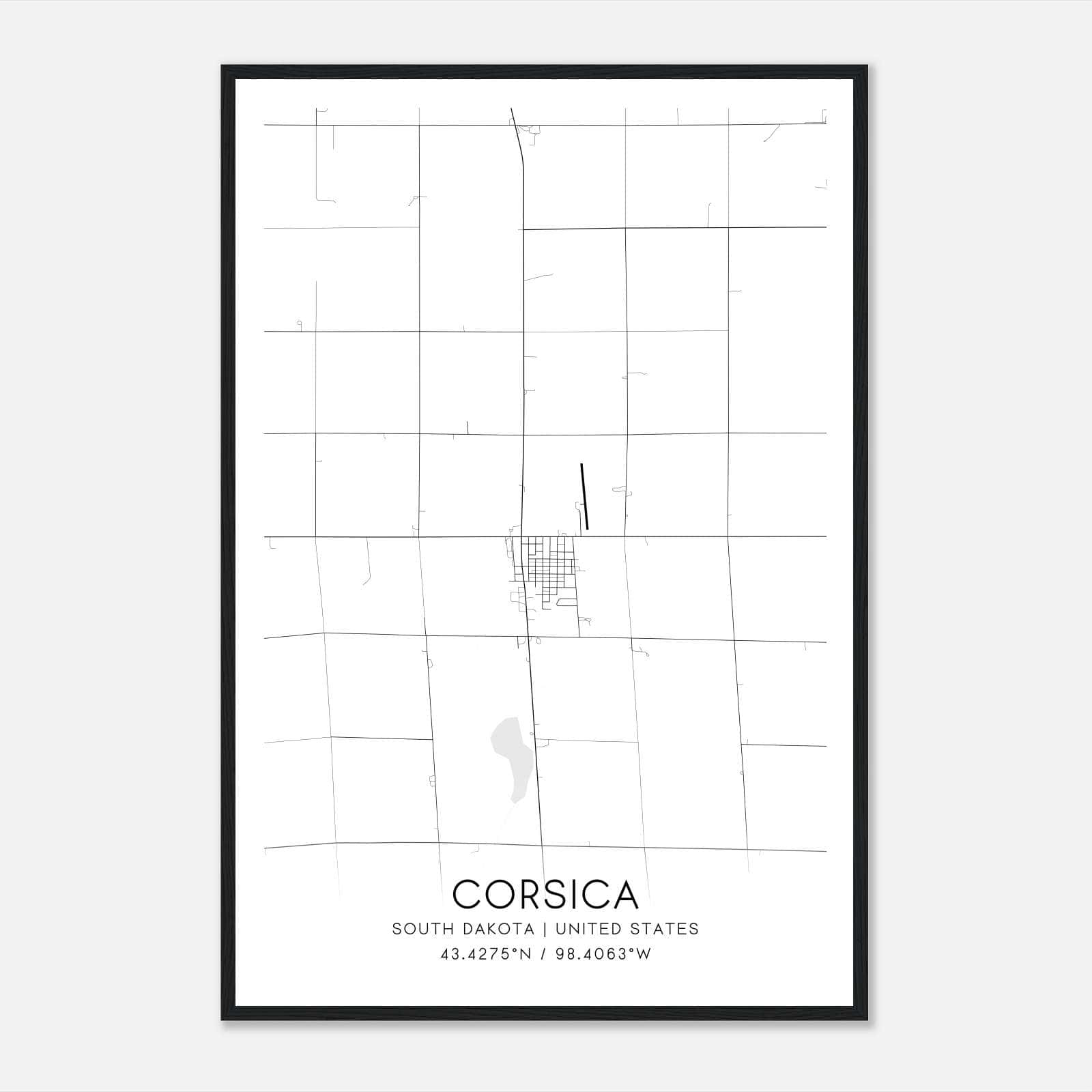 Corsica South Dakota Map Poster, Modern Home Decor Wall Art Print Corsica South Dakota Map Poster, Modern Home Decor Wall Art Print