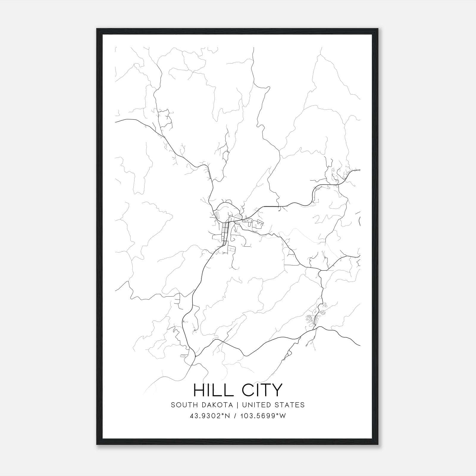 Hill City South Dakota Map Poster, Modern Home Decor Wall Art Print Hill City South Dakota Map Poster, Modern Home Decor Wall Art Print