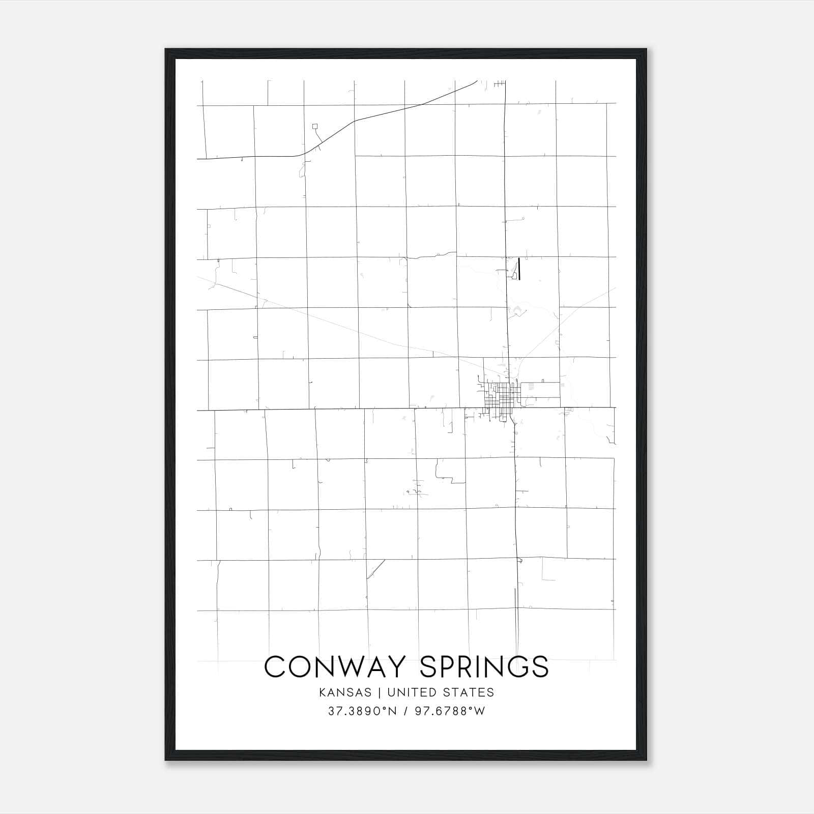 Conway Springs Kansas Map Poster, Modern Home Decor Wall Art Print Conway Springs Kansas Map Poster, Modern Home Decor Wall Art Print