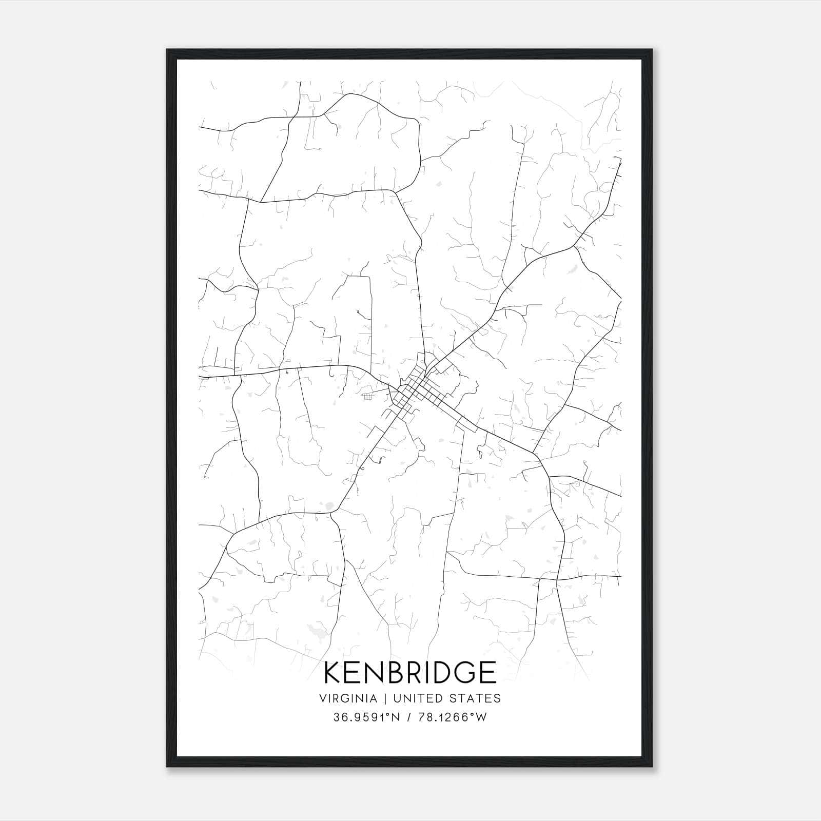Kenbridge Virginia Map Poster, Modern Home Decor Wall Art Print Kenbridge Virginia Map Poster, Modern Home Decor Wall Art Print