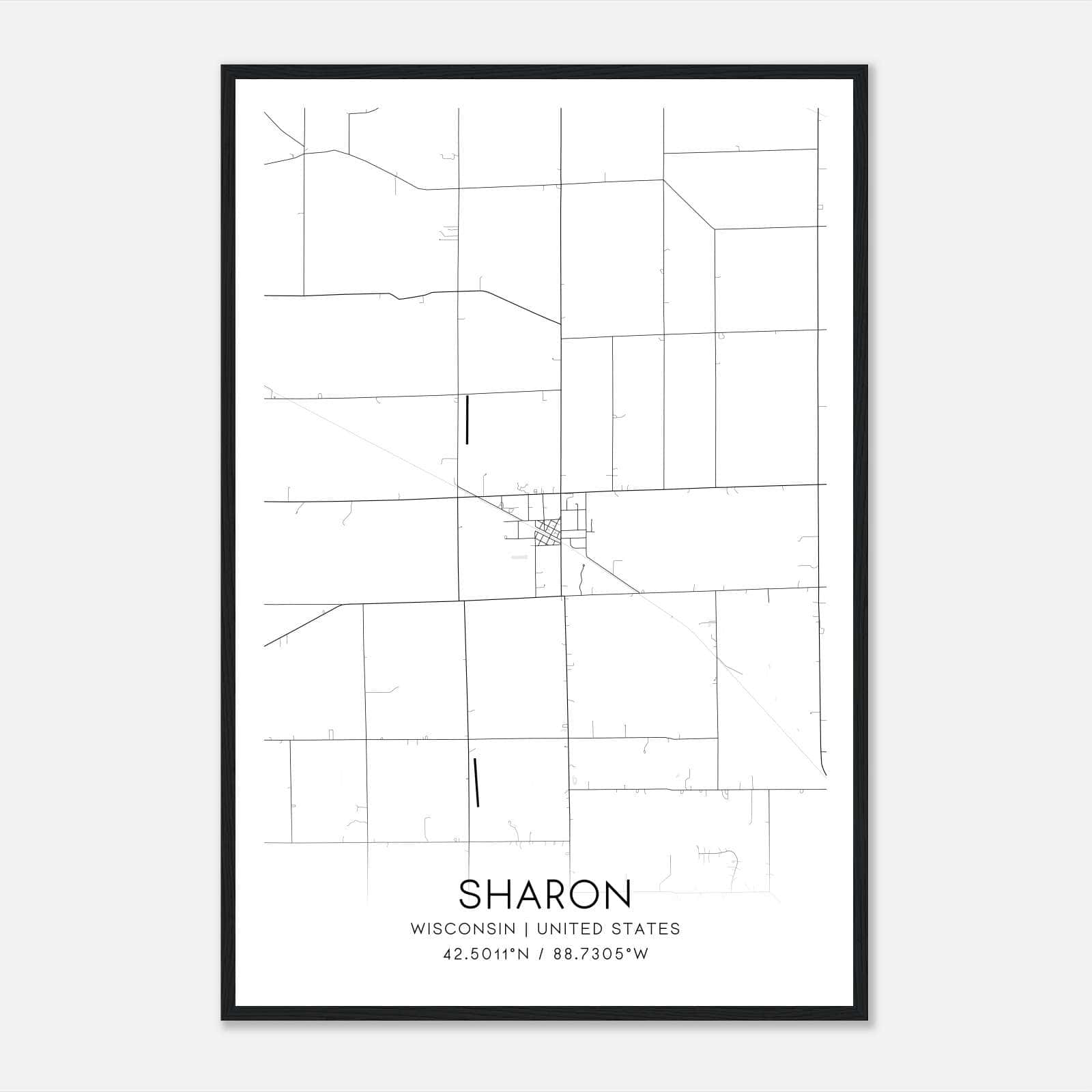 Sharon Wisconsin Map Poster, Modern Home Decor Wall Art Print Sharon Wisconsin Map Poster, Modern Home Decor Wall Art Print
