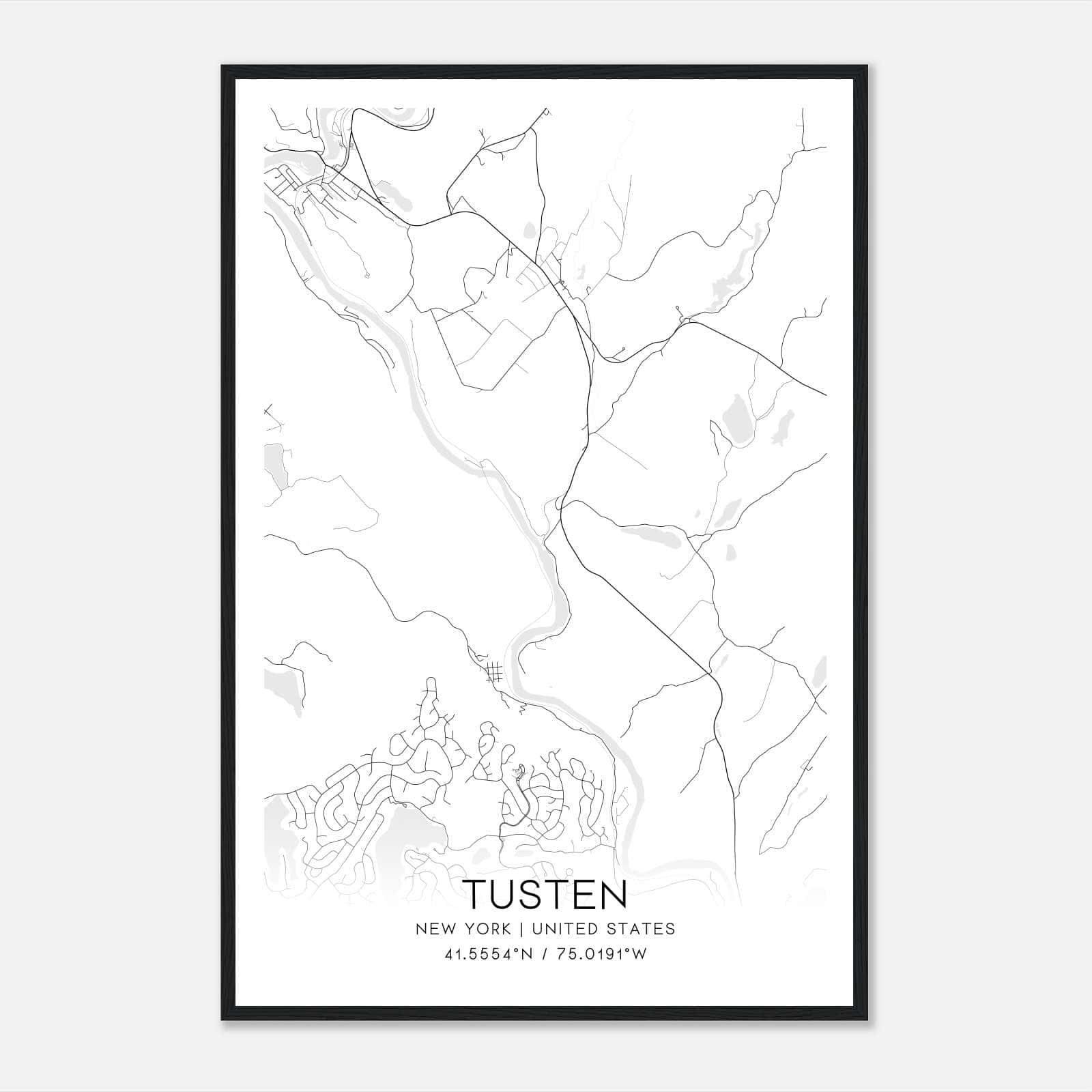 Tusten New York Map Poster, Modern Home Decor Wall Art Print Tusten New York Map Poster, Modern Home Decor Wall Art Print