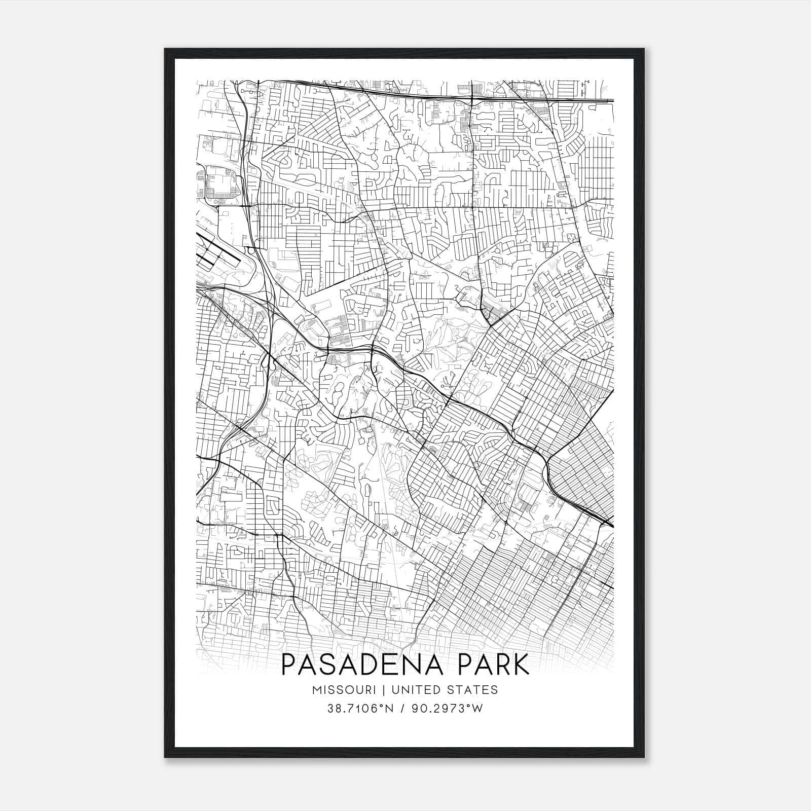 Pasadena Park Missouri Map Poster, Modern Home Decor Wall Art Print Pasadena Park Missouri Map Poster, Modern Home Decor Wall Art Print
