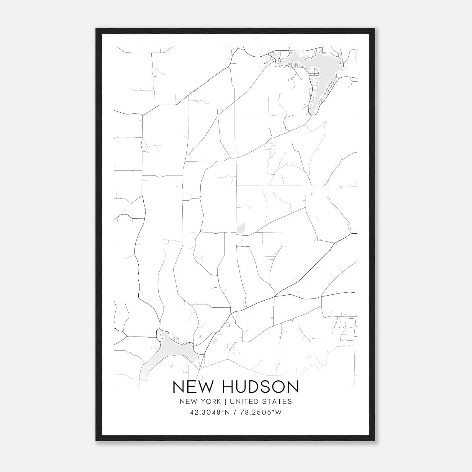 New Hudson New York Map Poster, Modern Home Decor Wall Art Print New Hudson New York Map Poster, Modern Home Decor Wall Art Print