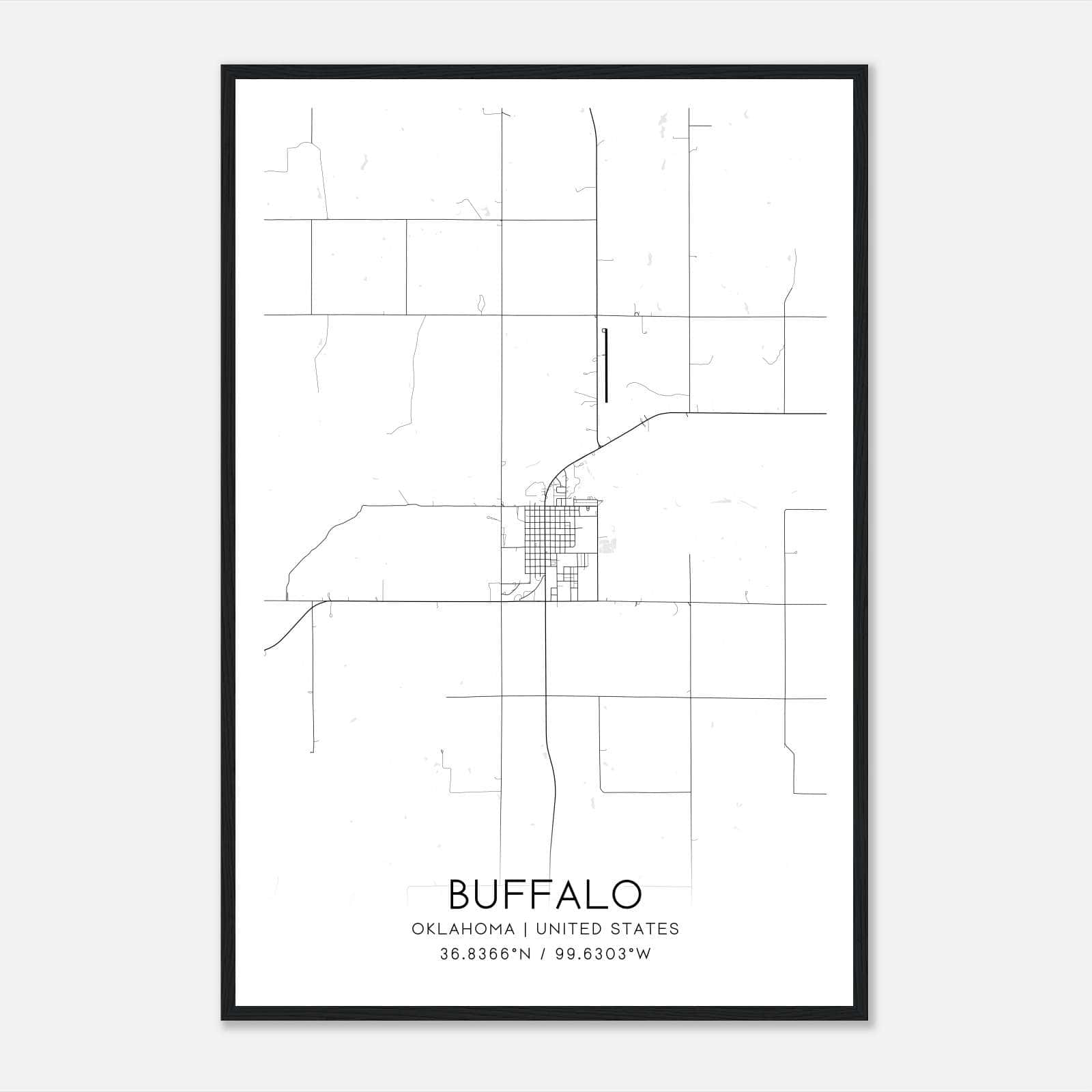 Buffalo Oklahoma Map Poster, Modern Home Decor Wall Art Print Buffalo Oklahoma Map Poster, Modern Home Decor Wall Art Print