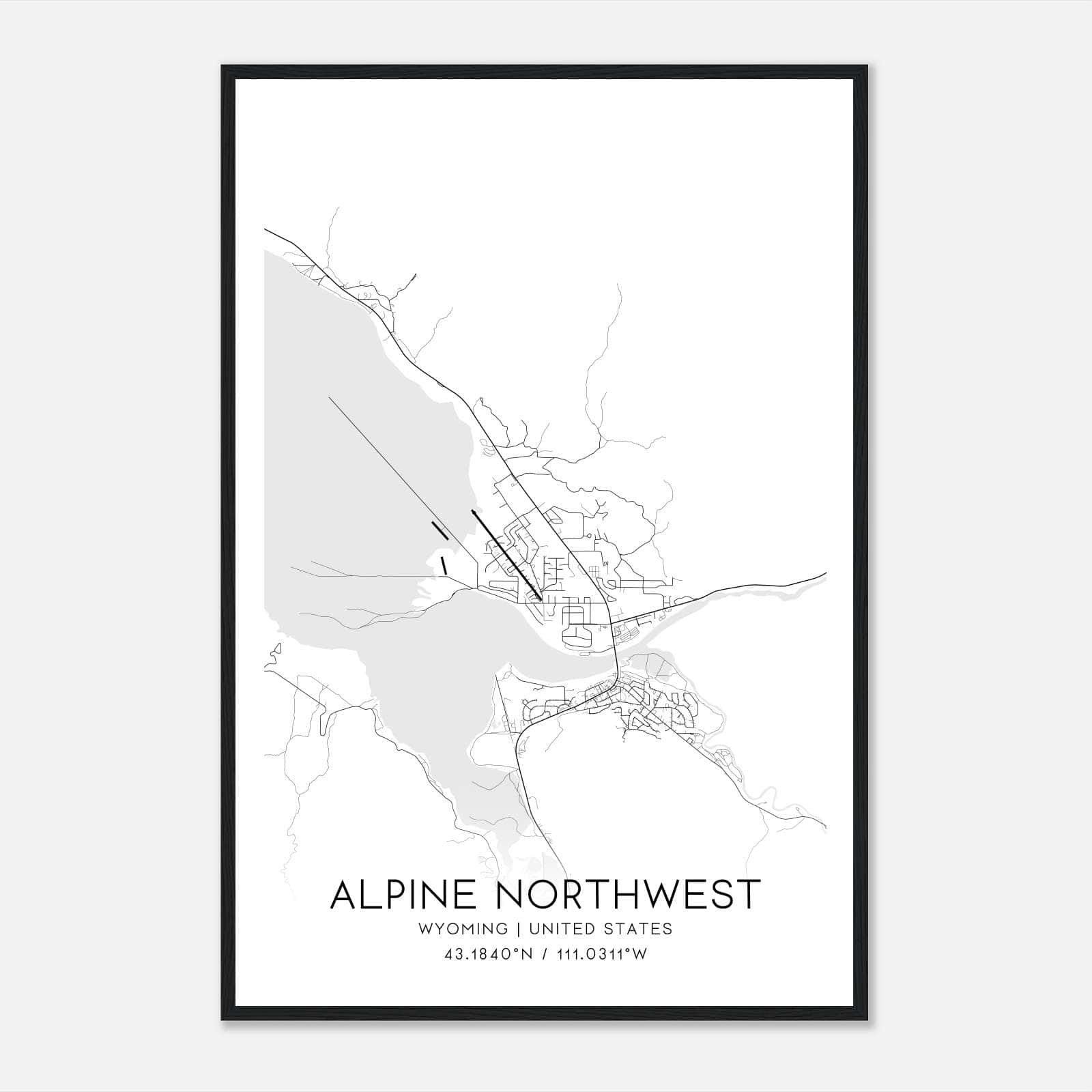 Alpine Northwest Wyoming Map Poster, Modern Home Decor Wall Art Print Alpine Northwest Wyoming Map Poster, Modern Home Decor Wall Art Print