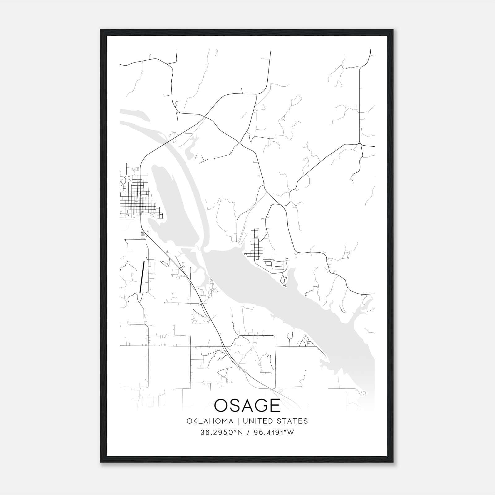 Osage Oklahoma Map Poster, Modern Home Decor Wall Art Print Osage Oklahoma Map Poster, Modern Home Decor Wall Art Print