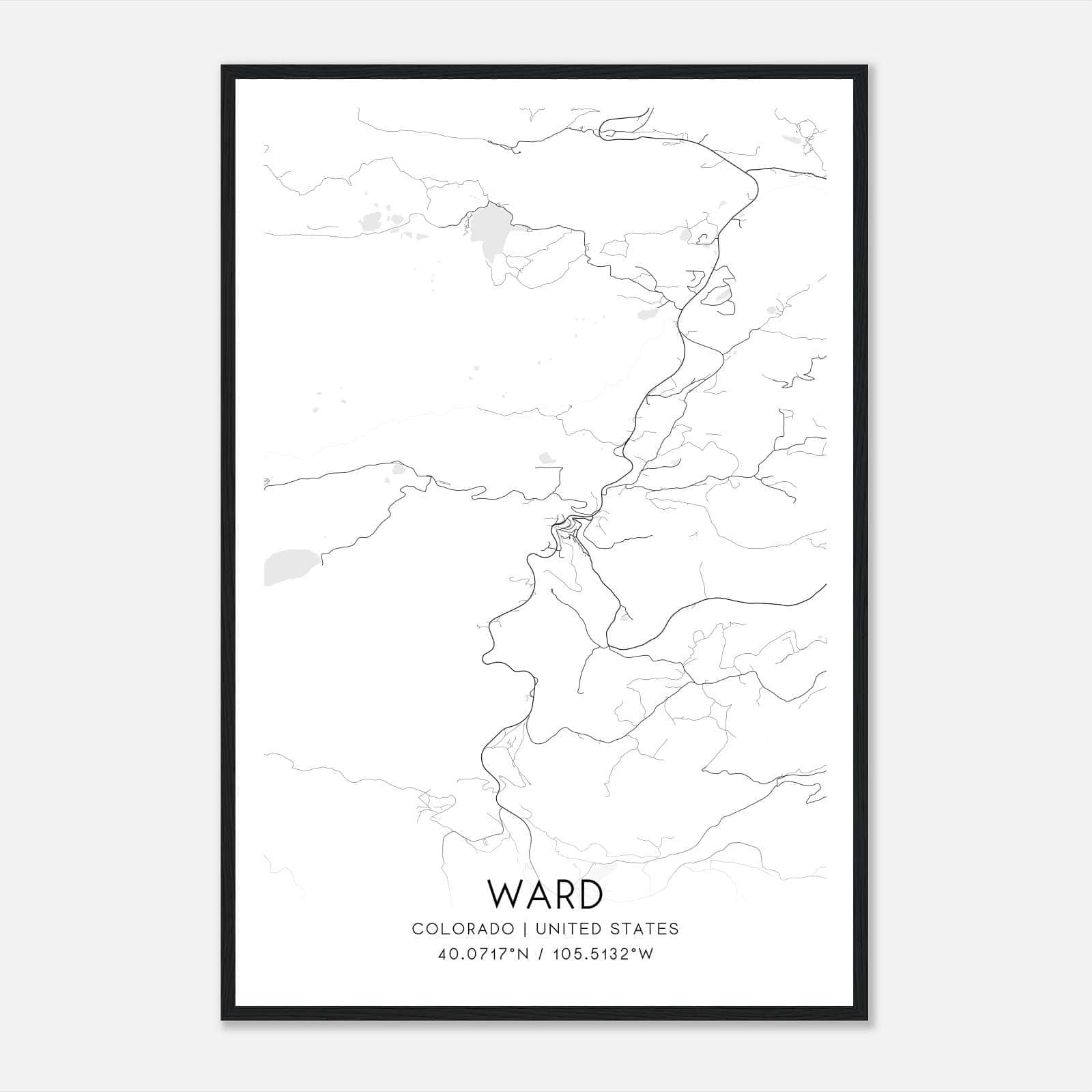 Ward Colorado Map Poster, Modern Home Decor Wall Art Print Ward Colorado Map Poster, Modern Home Decor Wall Art Print
