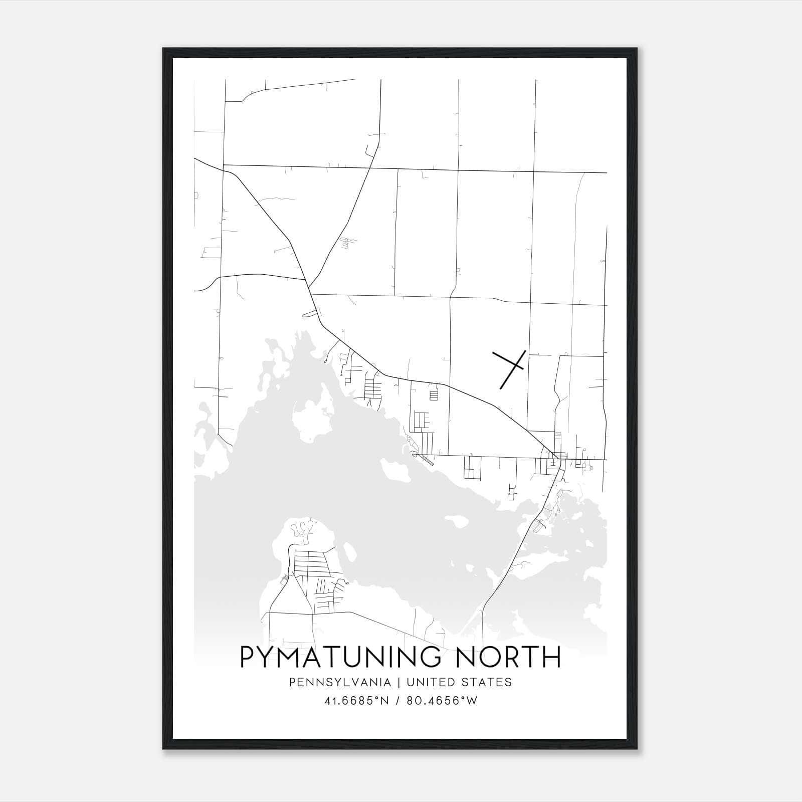 Pymatuning North Pennsylvania Map Poster, Modern Home Decor Wall Art Print Pymatuning North Pennsylvania Map Poster, Modern Home Decor Wall Art Print