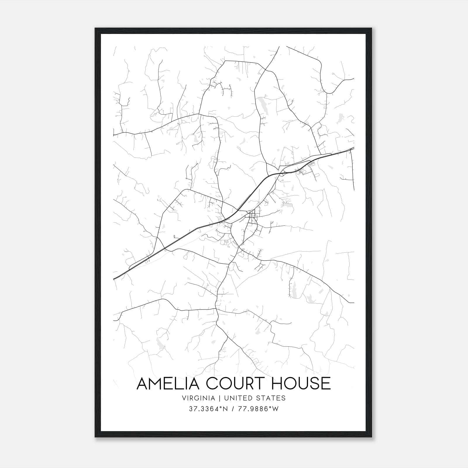 Amelia Court House Virginia Map Poster, Modern Home Decor Wall Art Print Amelia Court House Virginia Map Poster, Modern Home Decor Wall Art Print